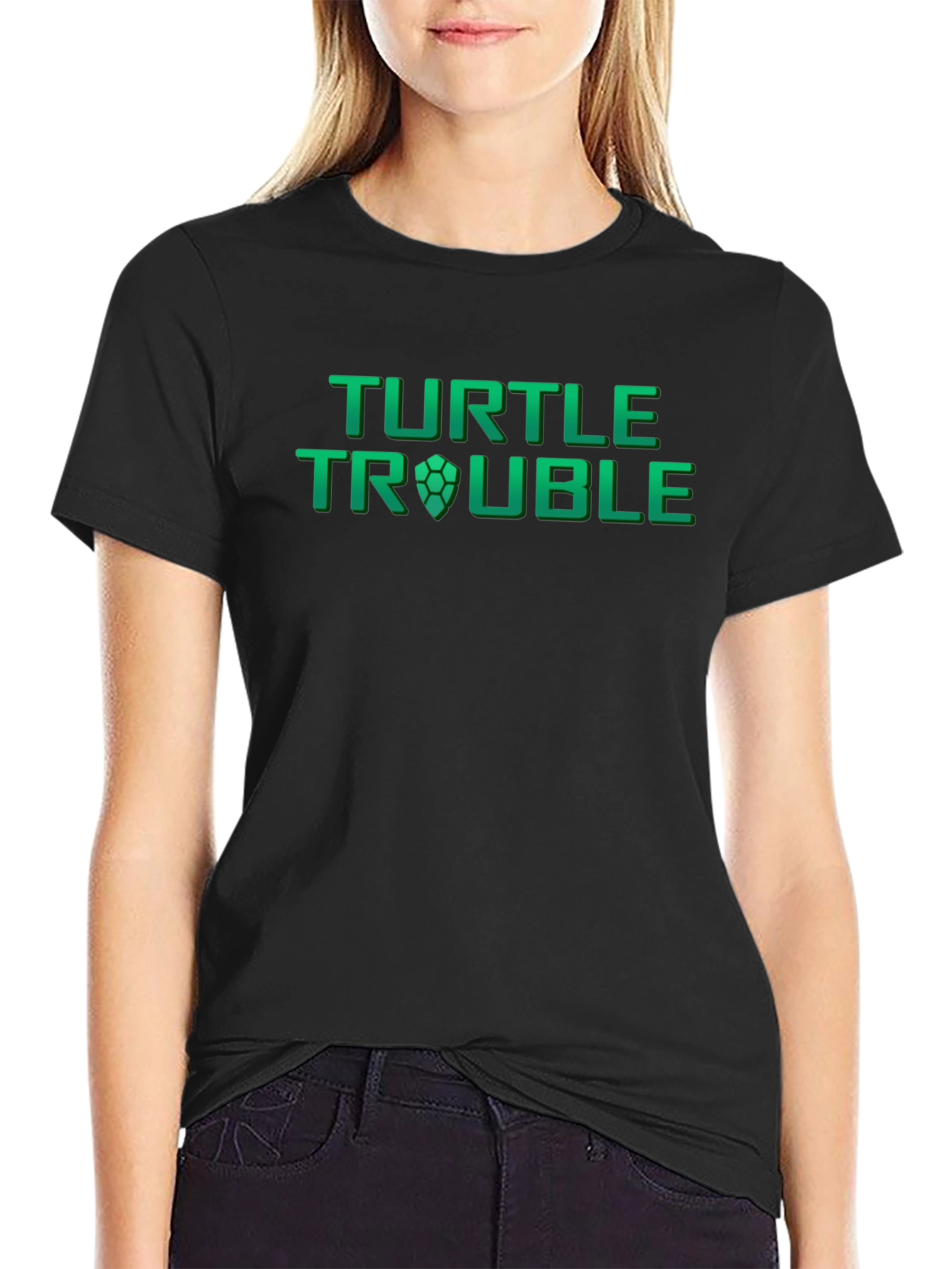 Turtle Trouble Graphic Print Mens Black T-Shirt