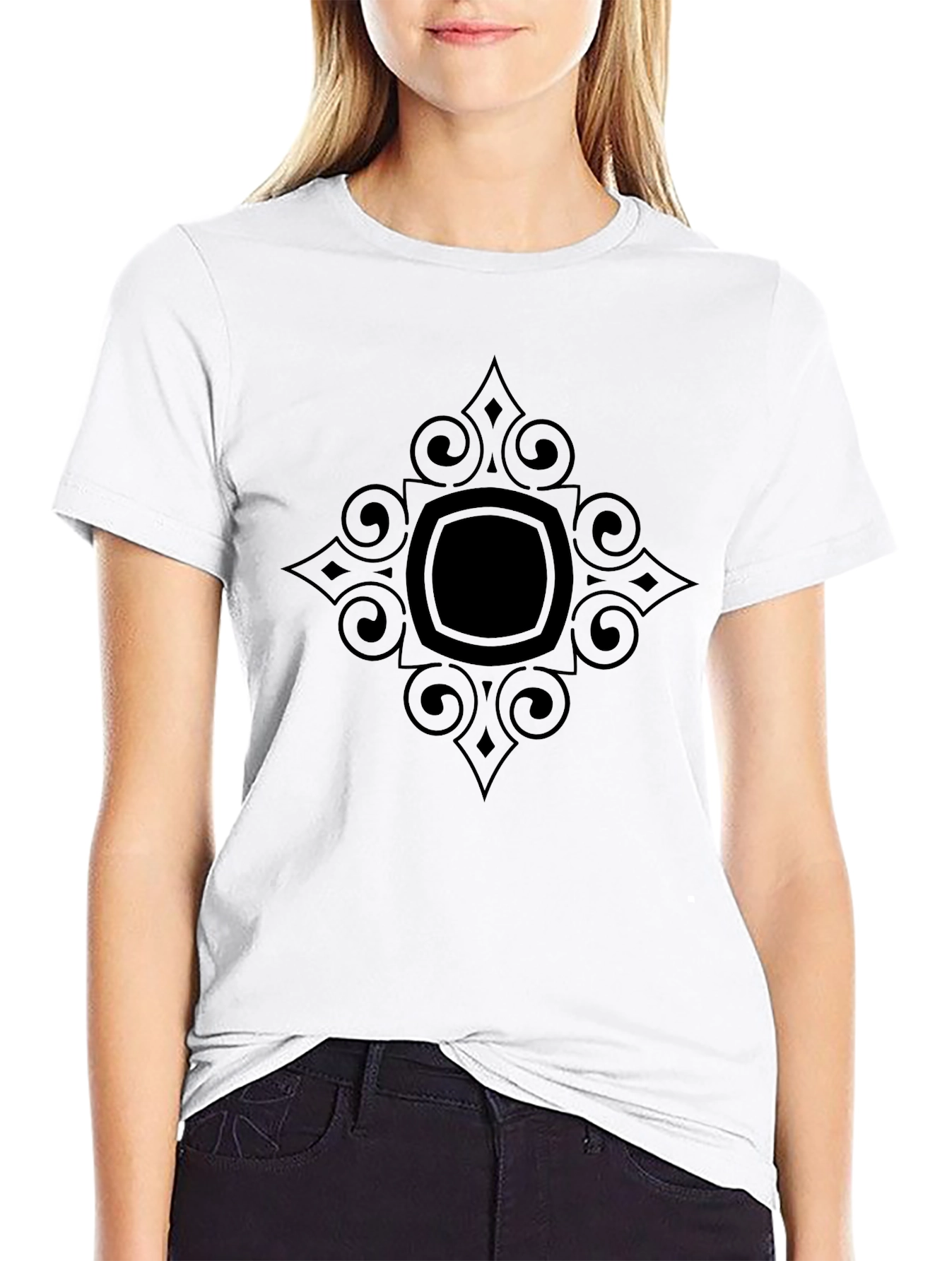 Stylish Black Tee with Geometric Graphic