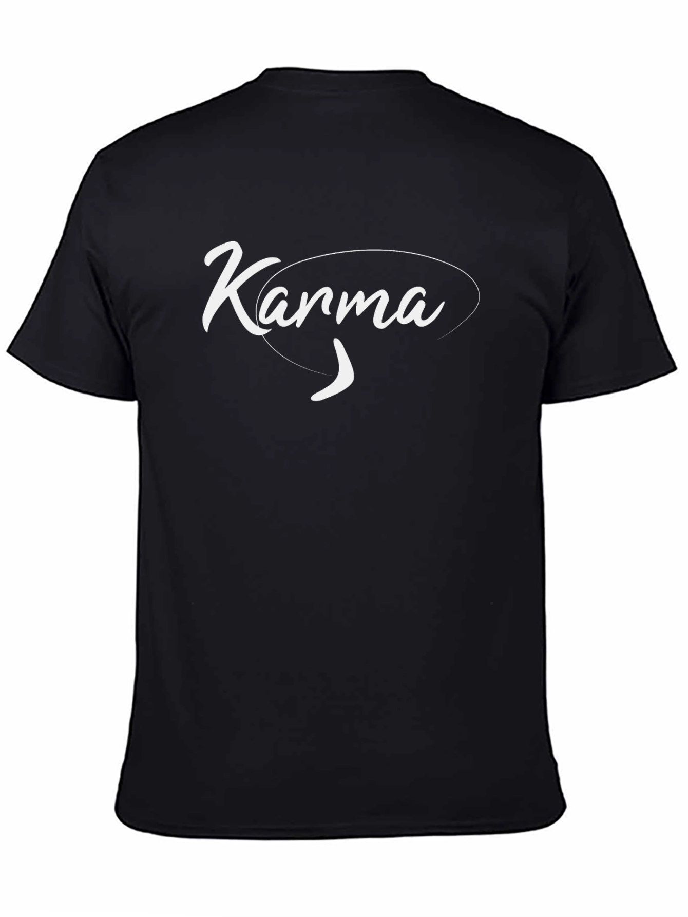 Karma Script Black T-Shirt - Stylish & Comfortable