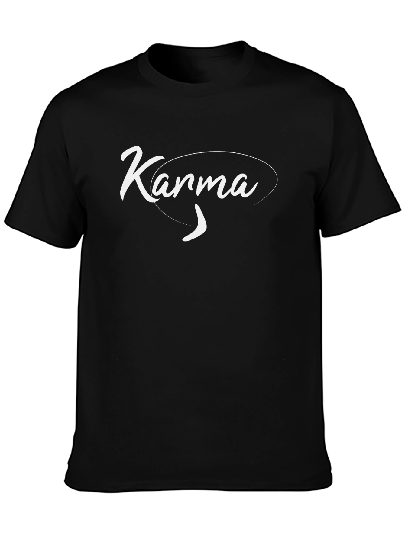 Karma Script Black T-Shirt - Stylish & Comfortable