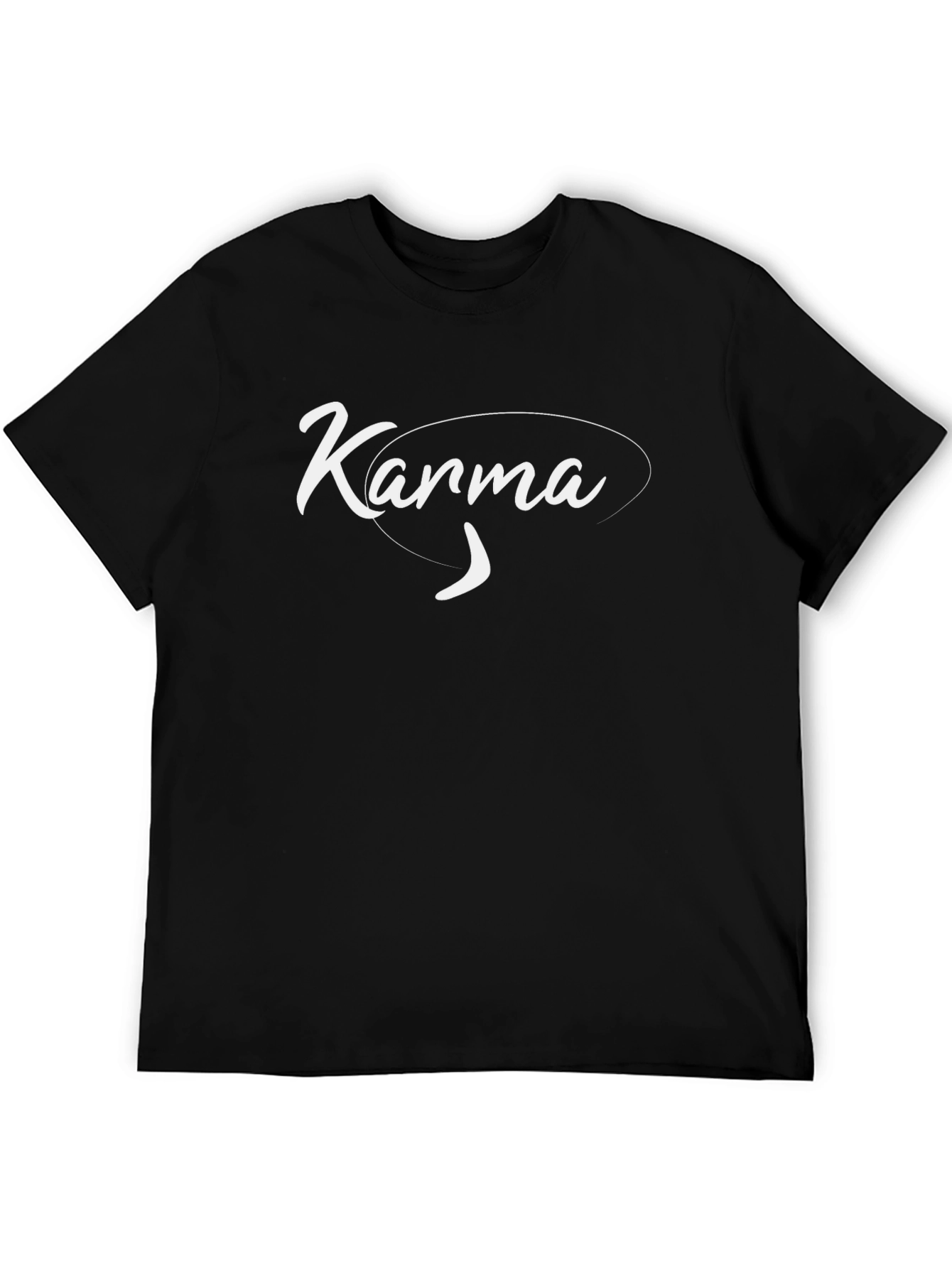 Karma Script Black T-Shirt - Stylish & Comfortable