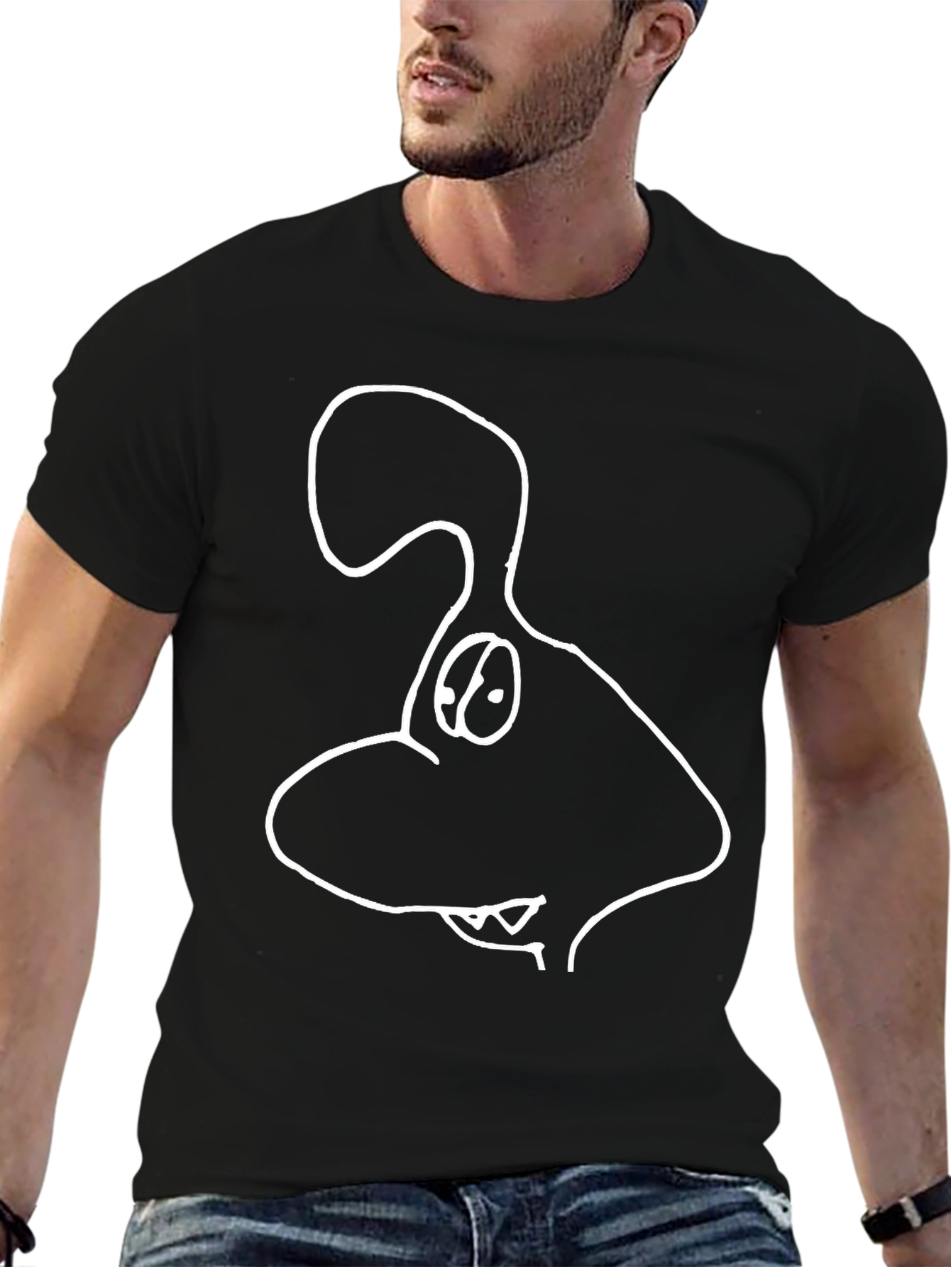 Cartoon Dog Graphic Tee - Black