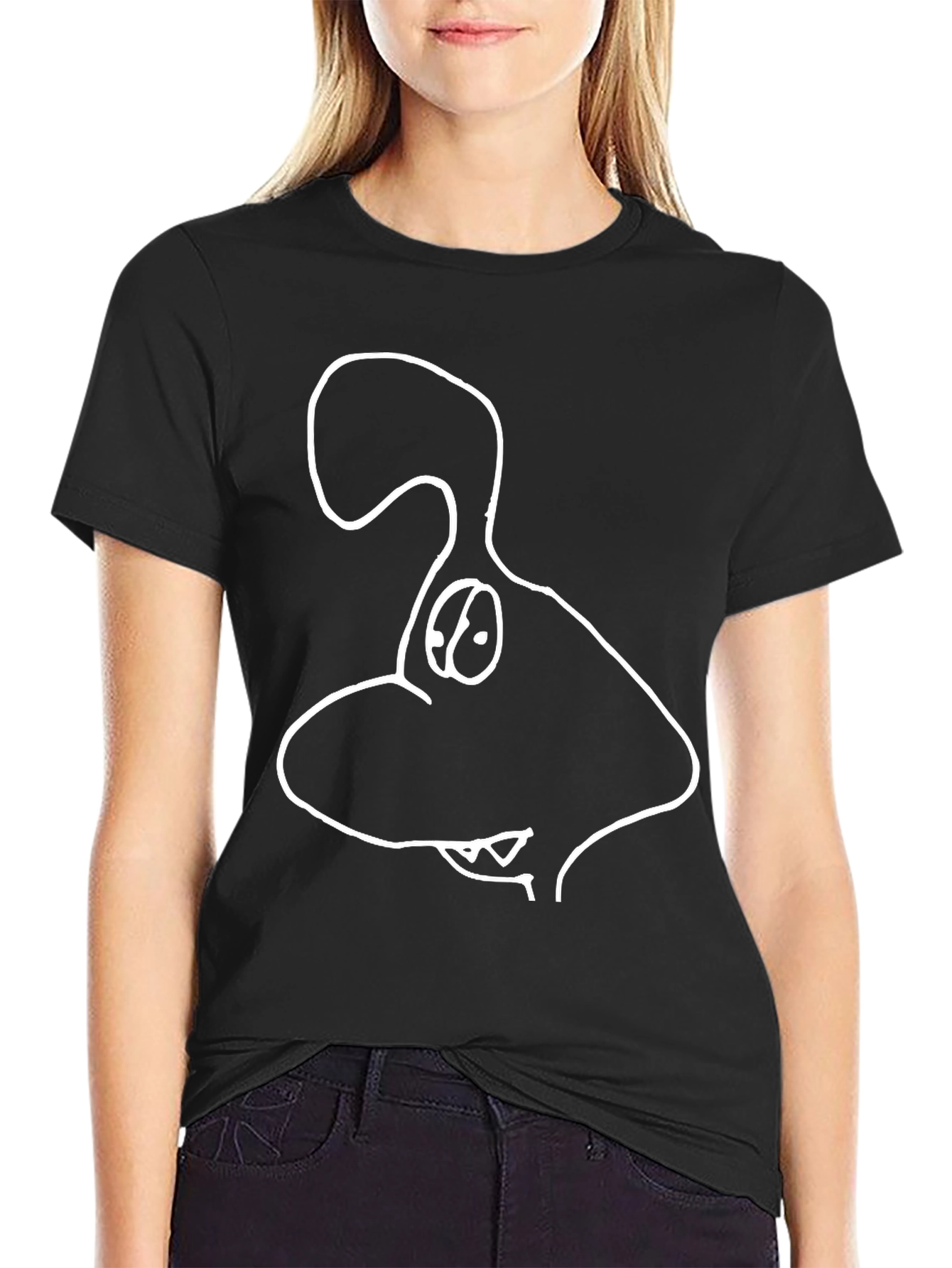 Cartoon Dog Graphic Tee - Black