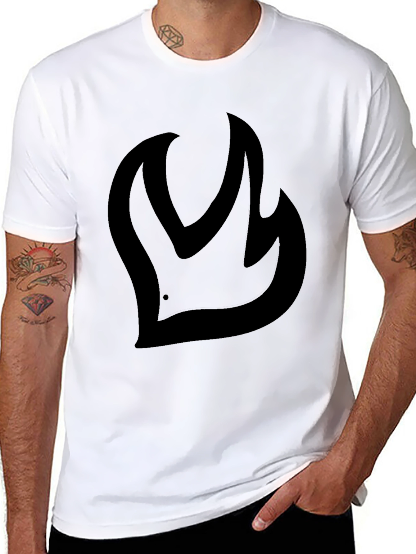Bold Flame Graphic Black T-Shirt