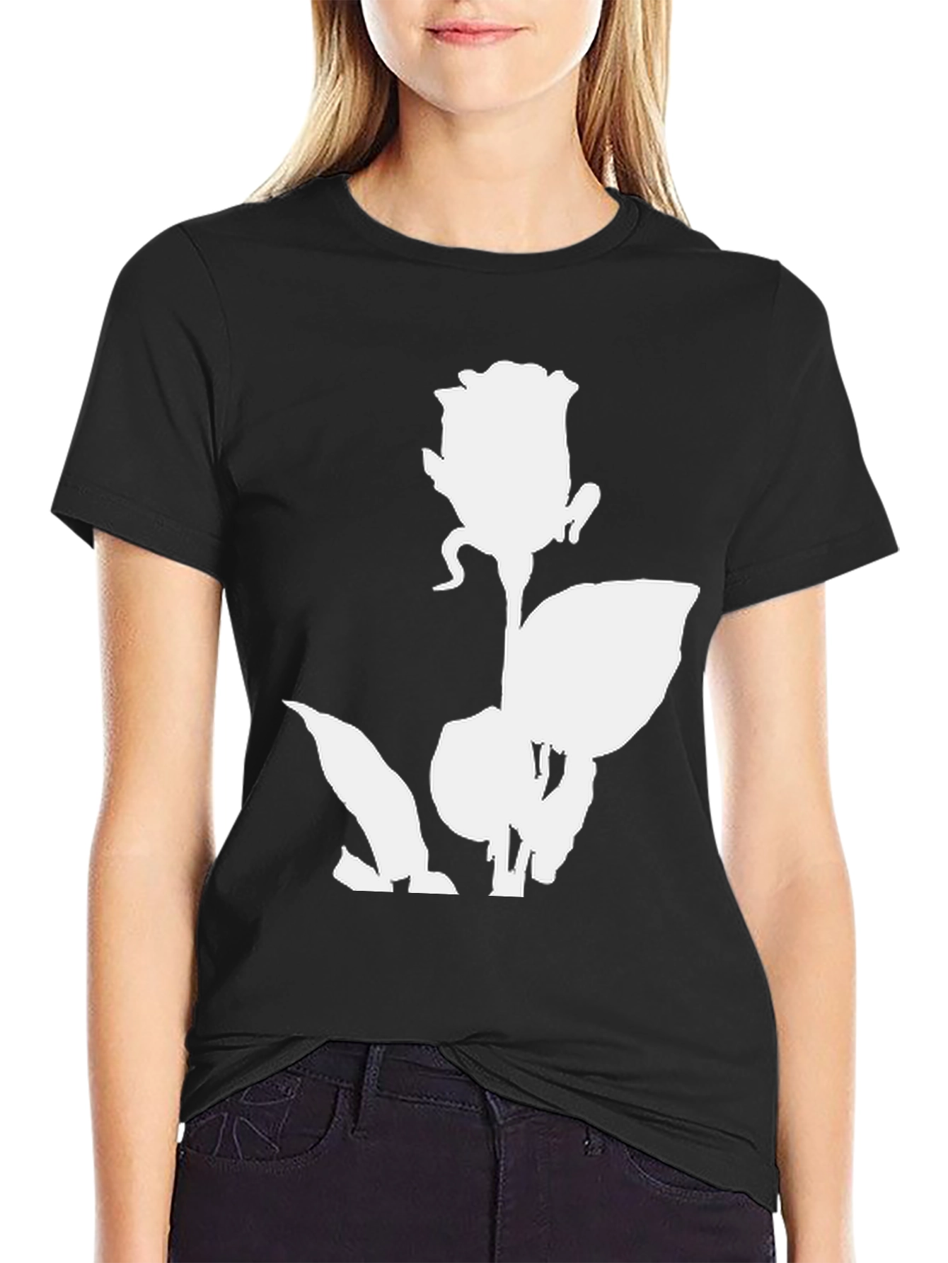 Rose Graphic Print Black T-Shirt
