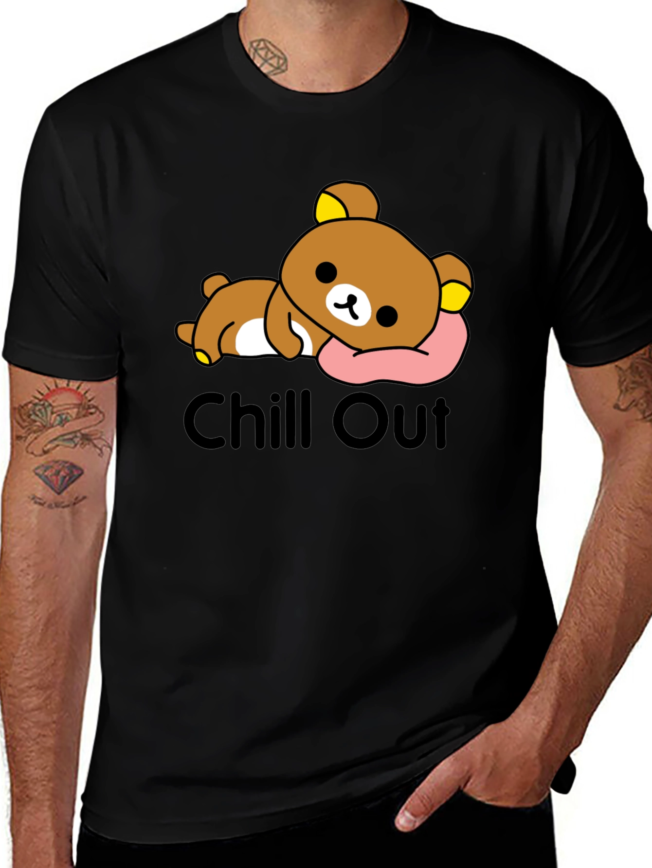 Chill Out Bear T-Shirt - Relaxed Cartoon Tee