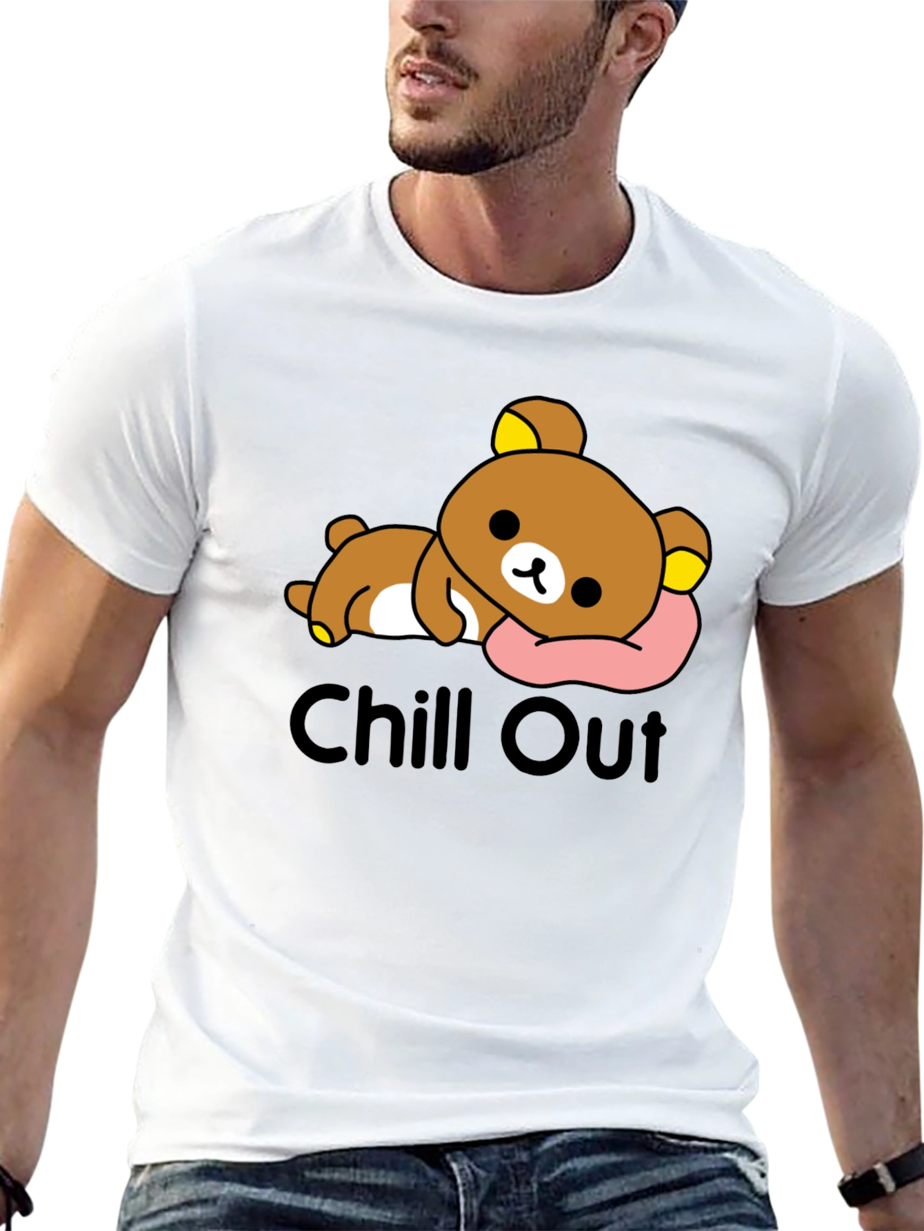 Chill Out Bear T-Shirt - Relaxed Cartoon Tee