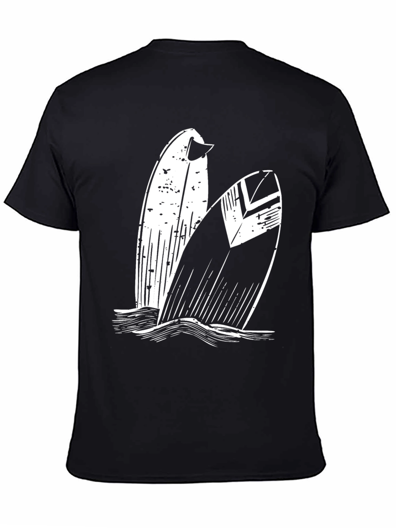 Surfboard Graphic Tee - Black Cotton T-Shirt