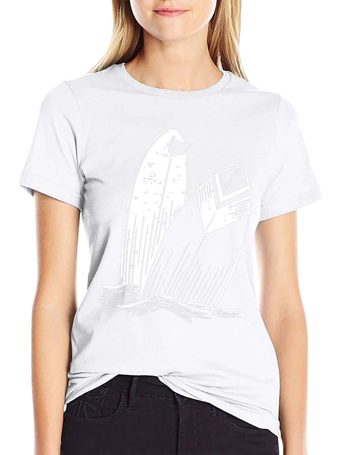 Surfboard Graphic Tee - Black Cotton T-Shirt