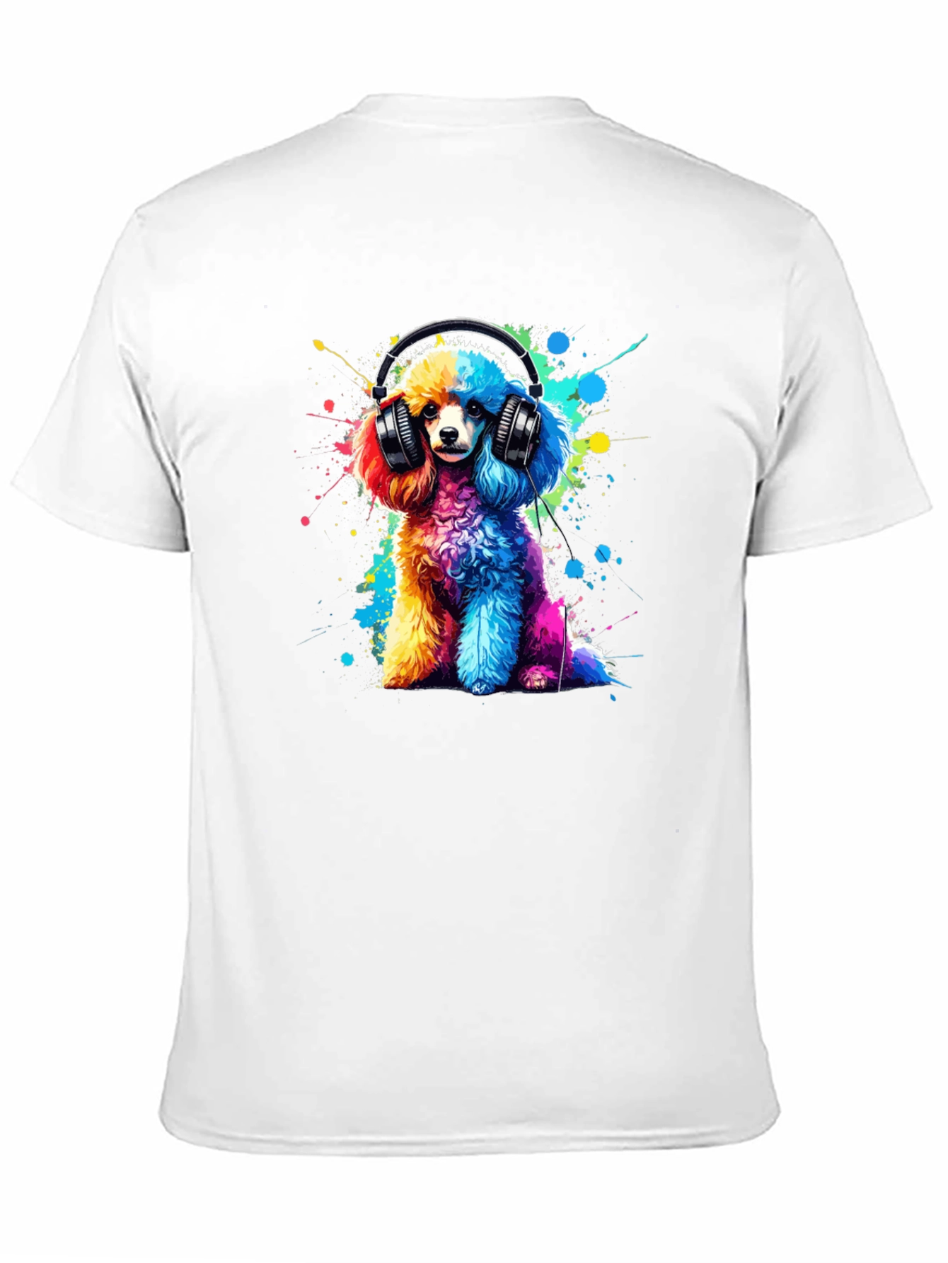 Rainbow Poodle Headphones Graphic Tee