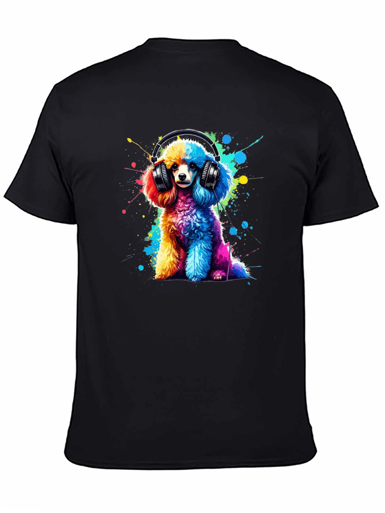 Rainbow Poodle Headphones Graphic Tee