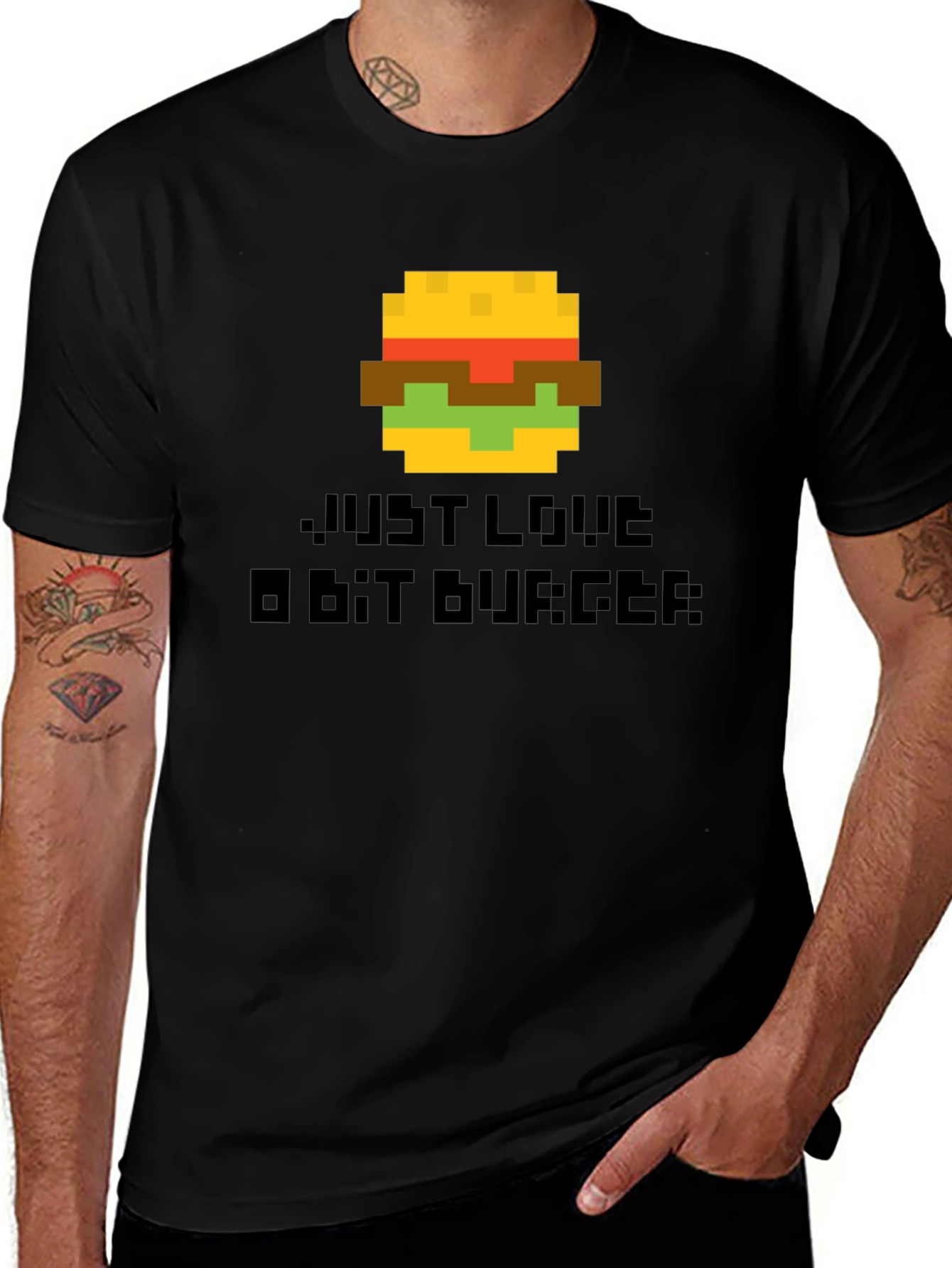 Pixel Burger Graphic T-Shirt - Gamer Style Tee
