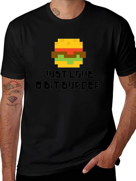 Pixel Burger Graphic T-Shirt - Gamer Style Tee
