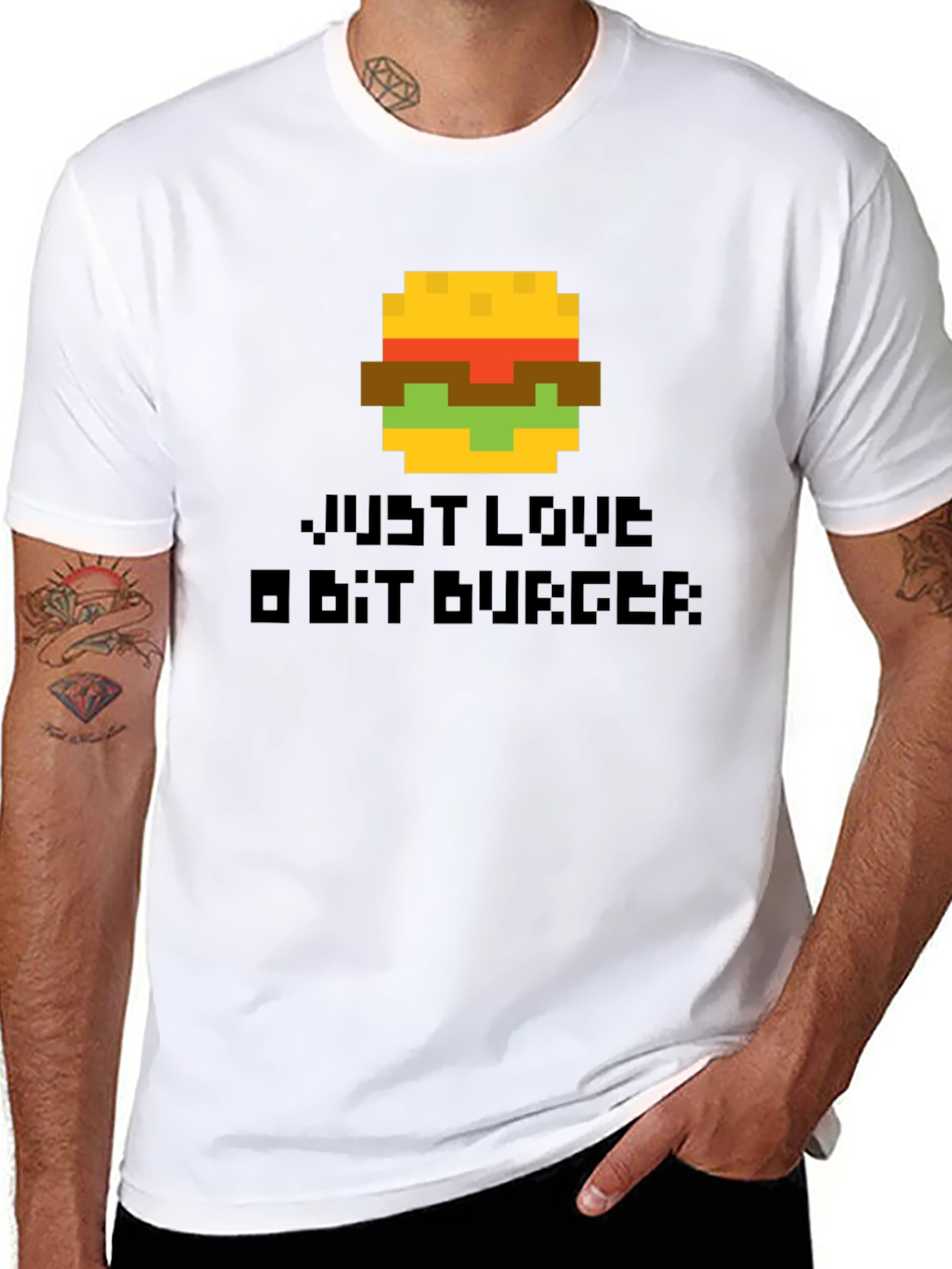 Pixel Burger Graphic T-Shirt - Gamer Style Tee