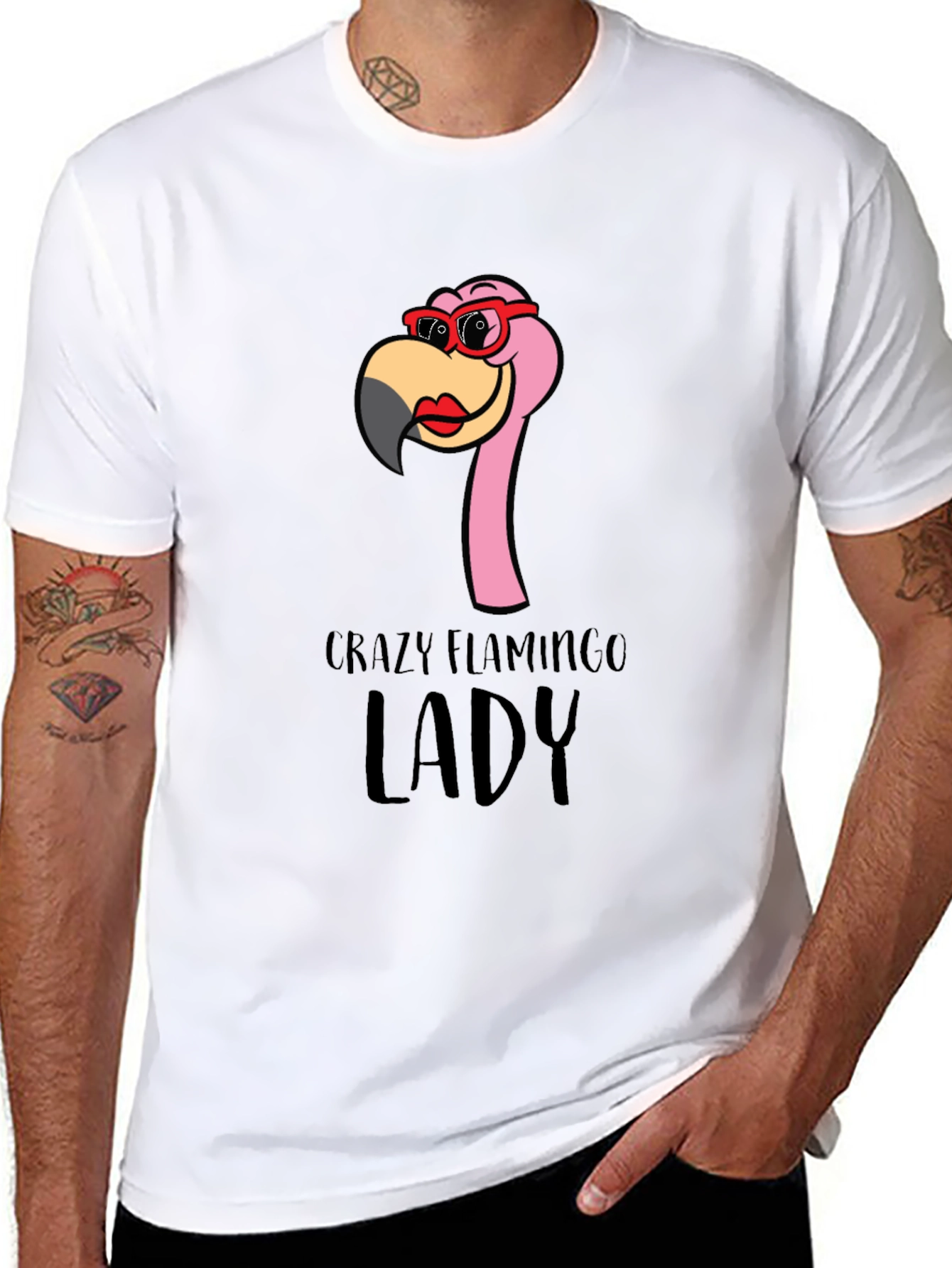 Crazy Flamingo Lady T-Shirt - Fun Novelty Tee