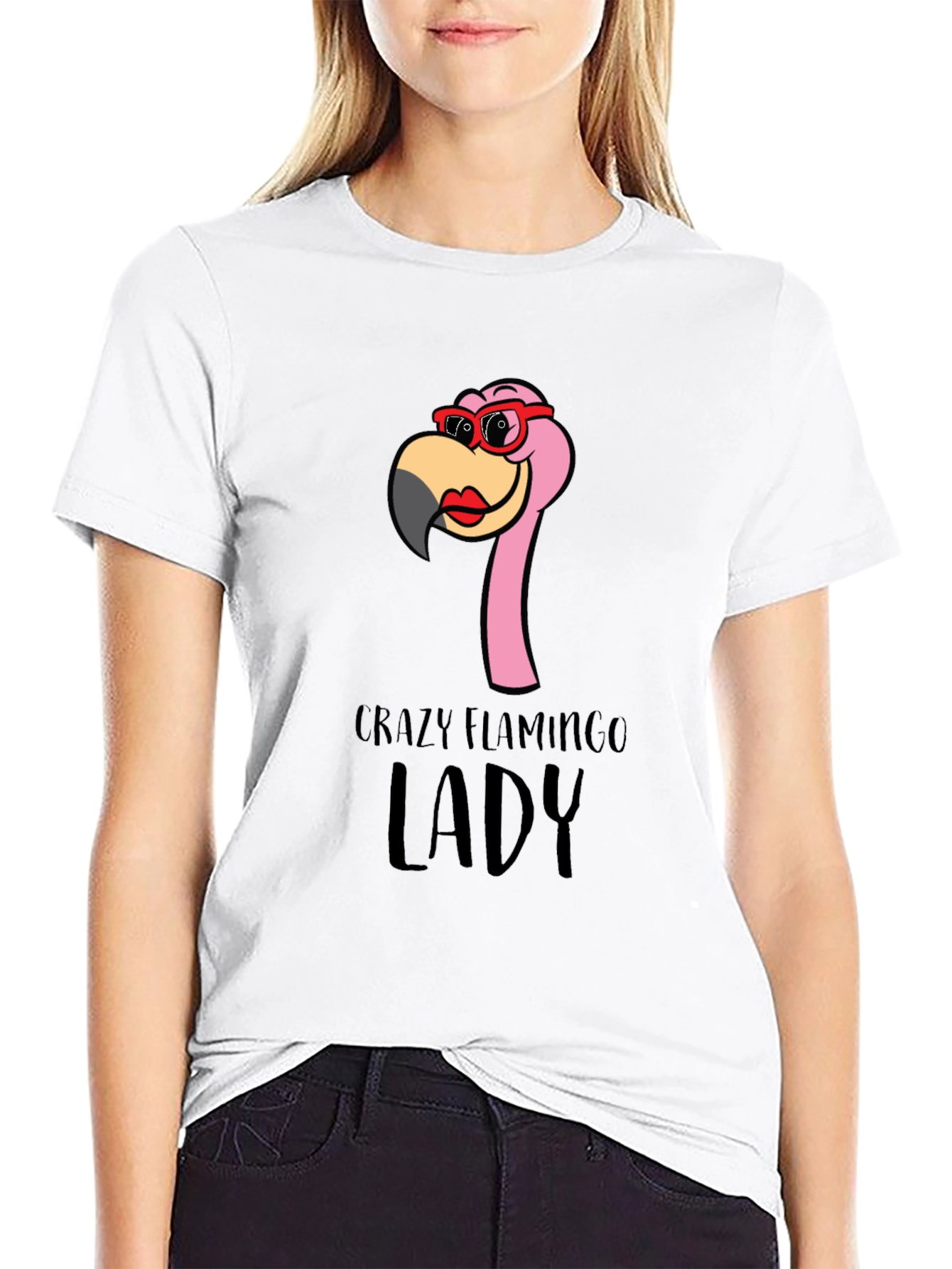Crazy Flamingo Lady T-Shirt - Fun Novelty Tee