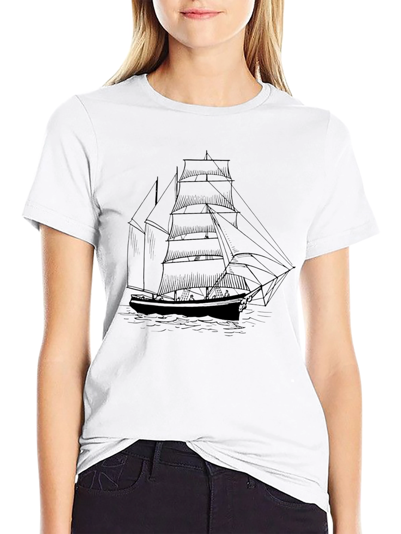 Classic Sailboat Graphic Tee - Black