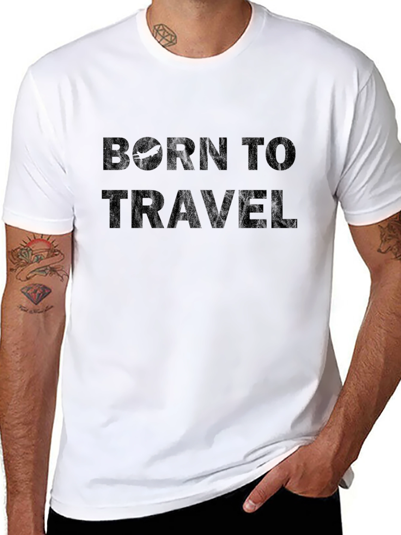 Born To Travel Black Graphic Tee