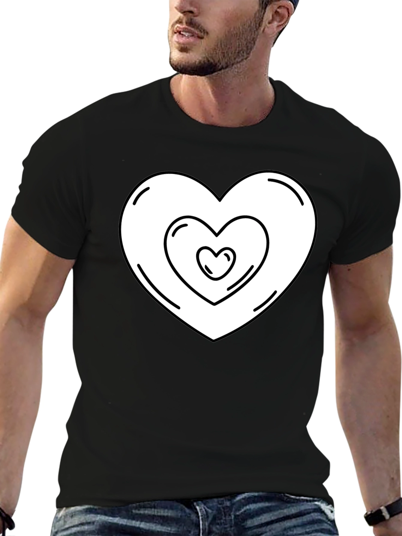 Heart Within Heart Graphic Tee - Black