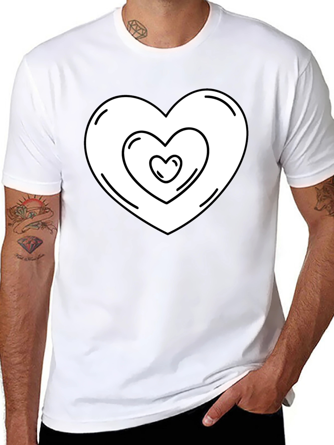 Heart Within Heart Graphic Tee - Black