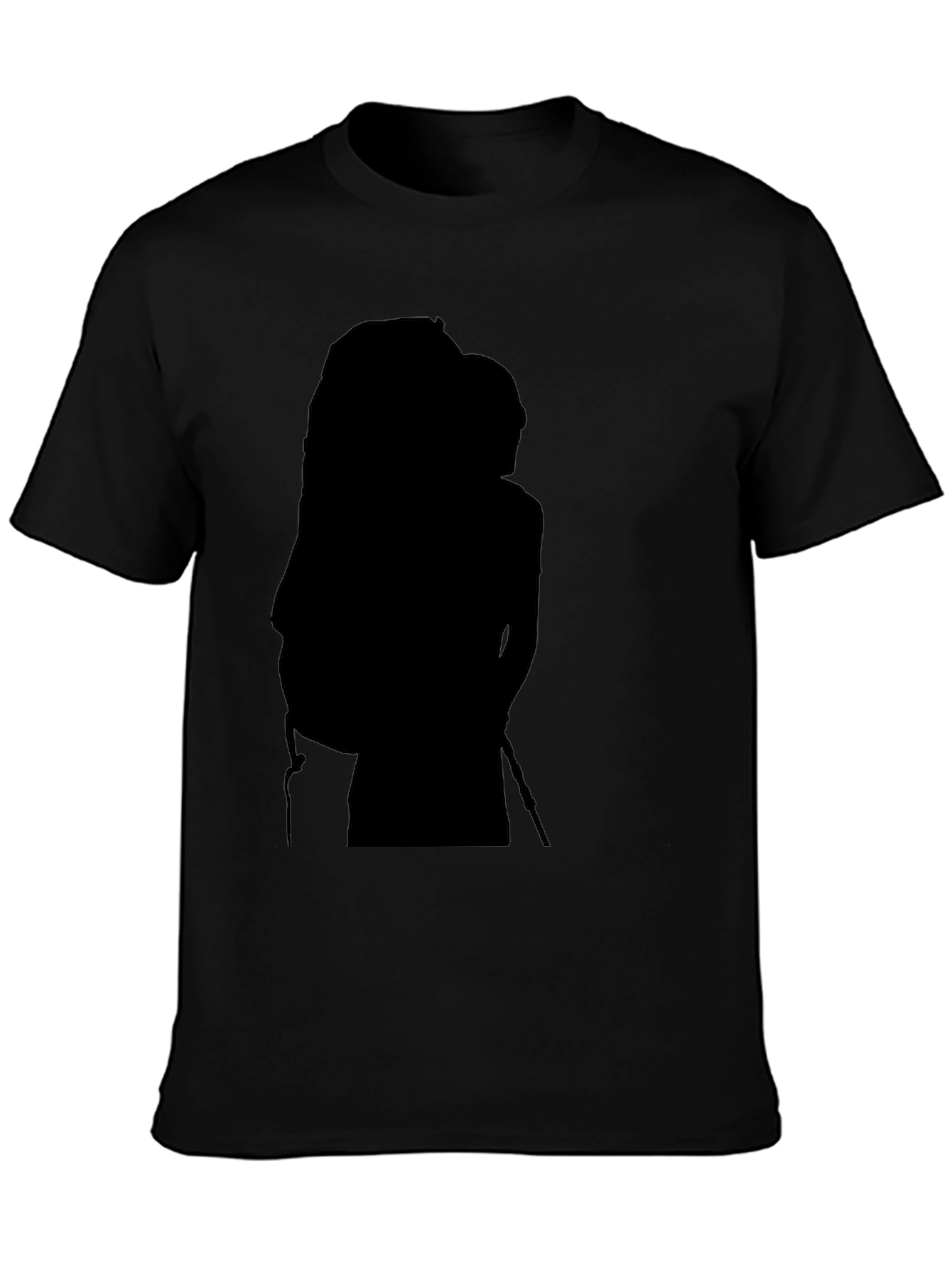 Mens Black Graphic Tee - Hiker Silhouette Design