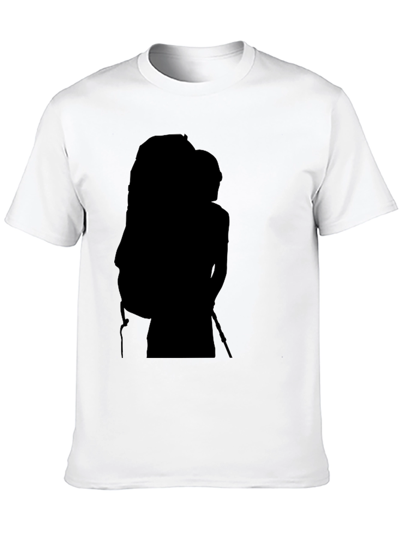 Mens Black Graphic Tee - Hiker Silhouette Design