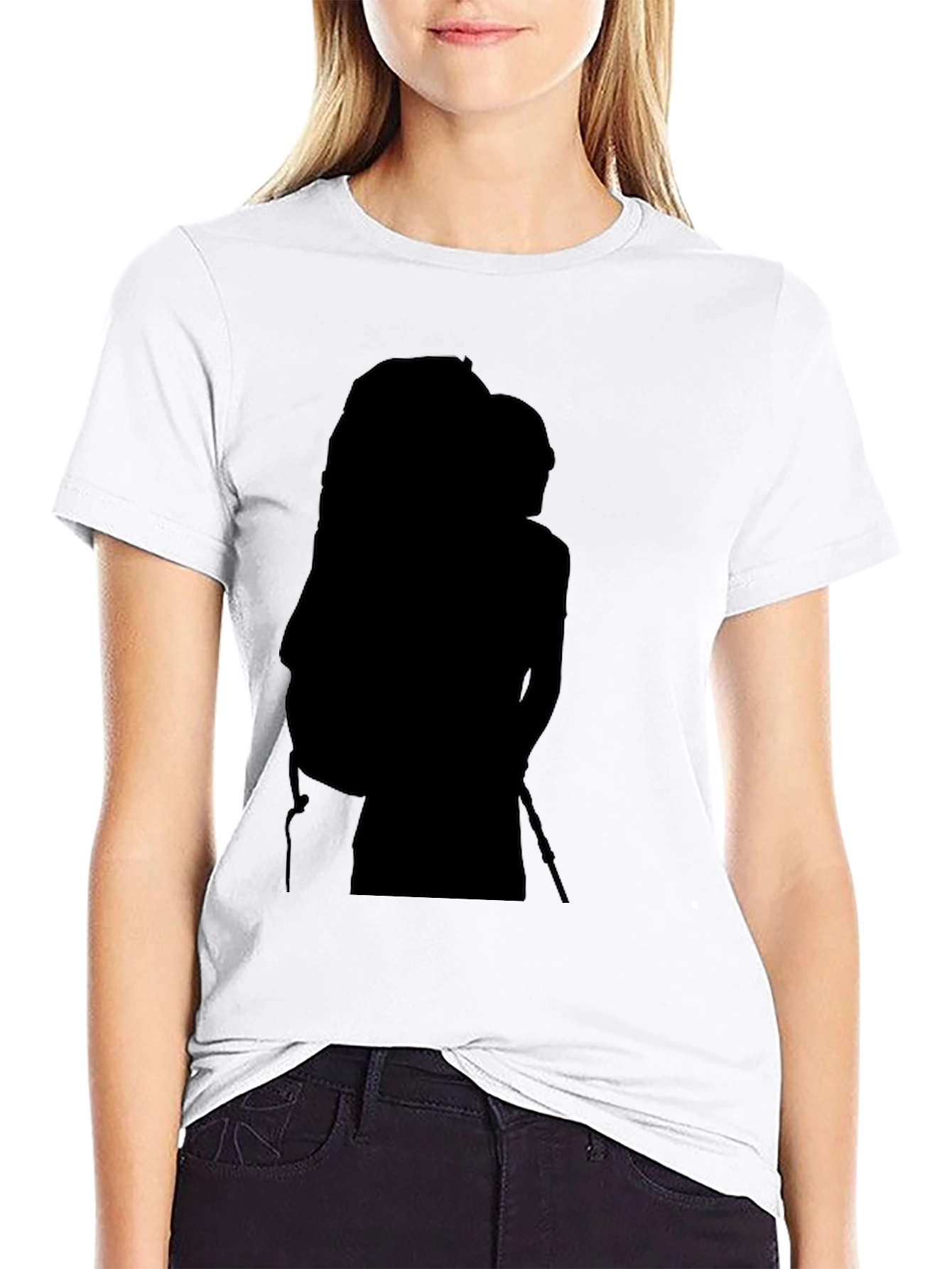 Mens Black Graphic Tee - Hiker Silhouette Design