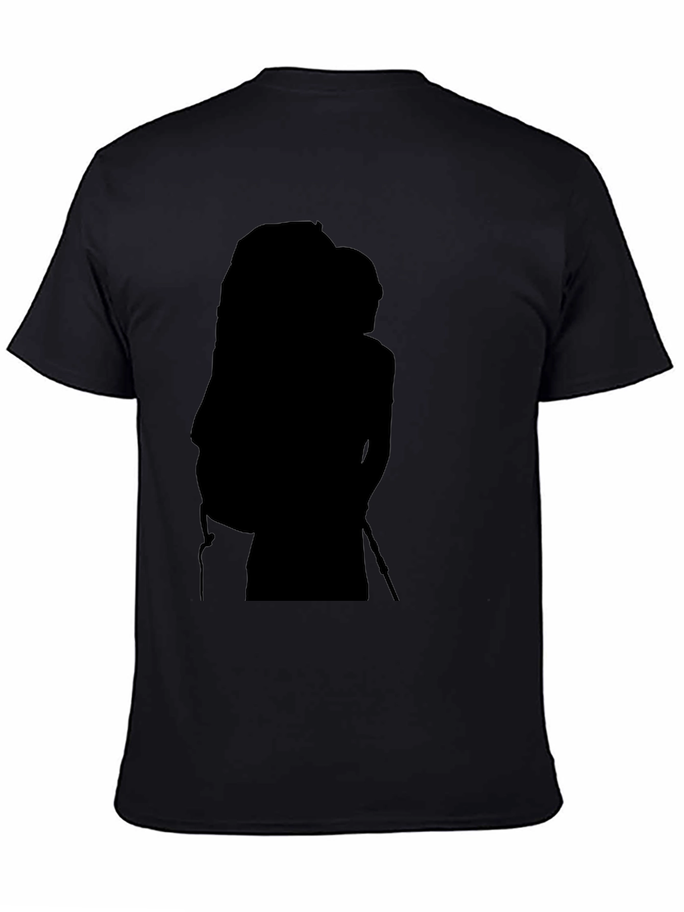 Mens Black Graphic Tee - Hiker Silhouette Design