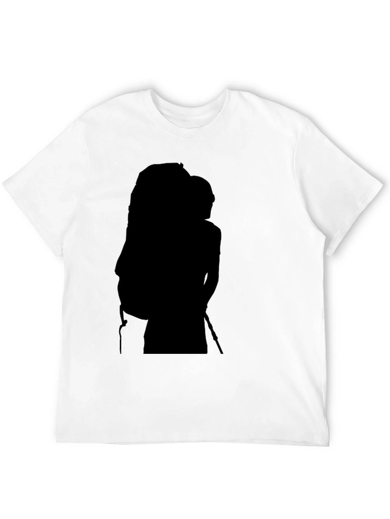Mens Black Graphic Tee - Hiker Silhouette Design