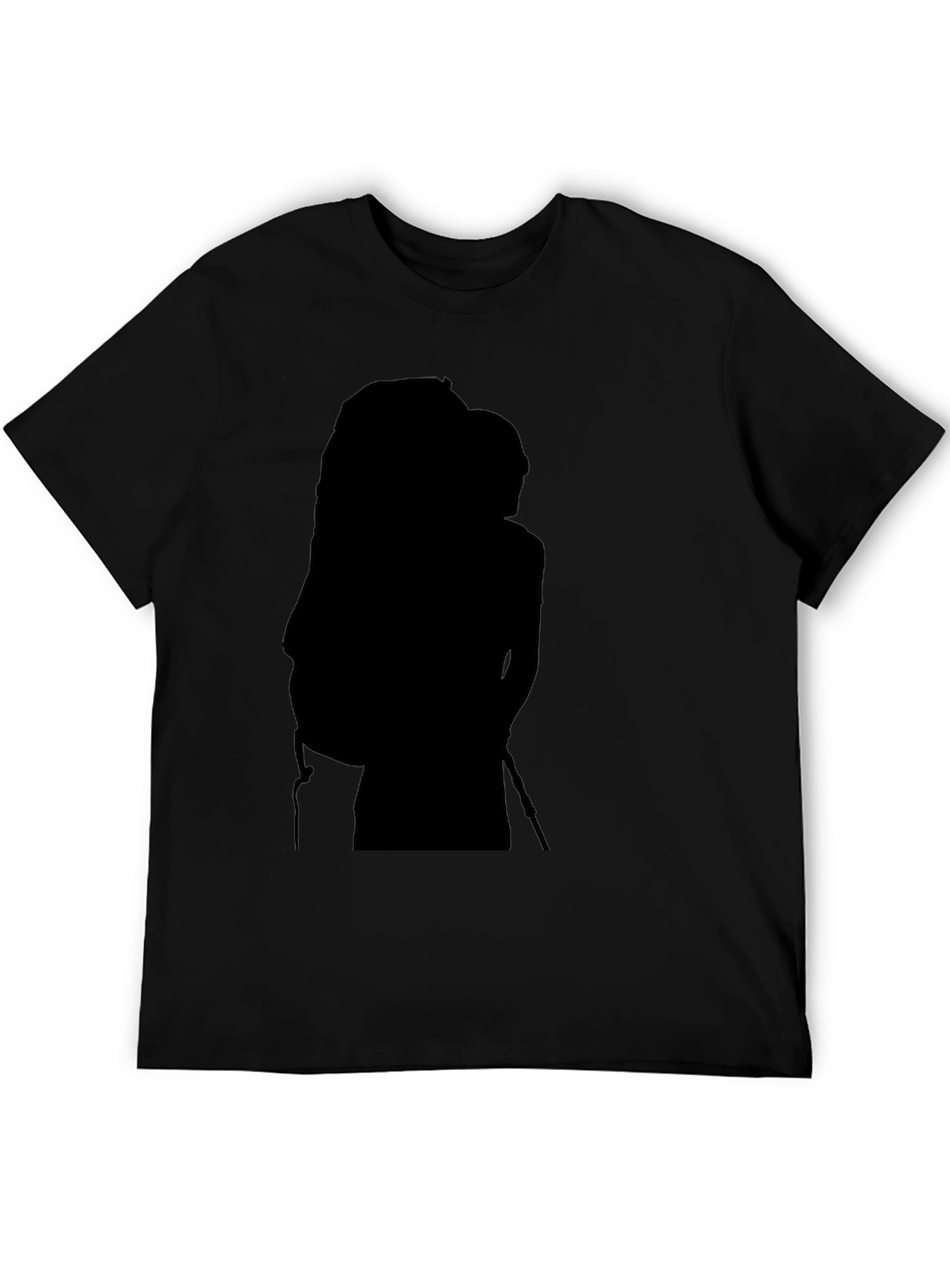 Mens Black Graphic Tee - Hiker Silhouette Design