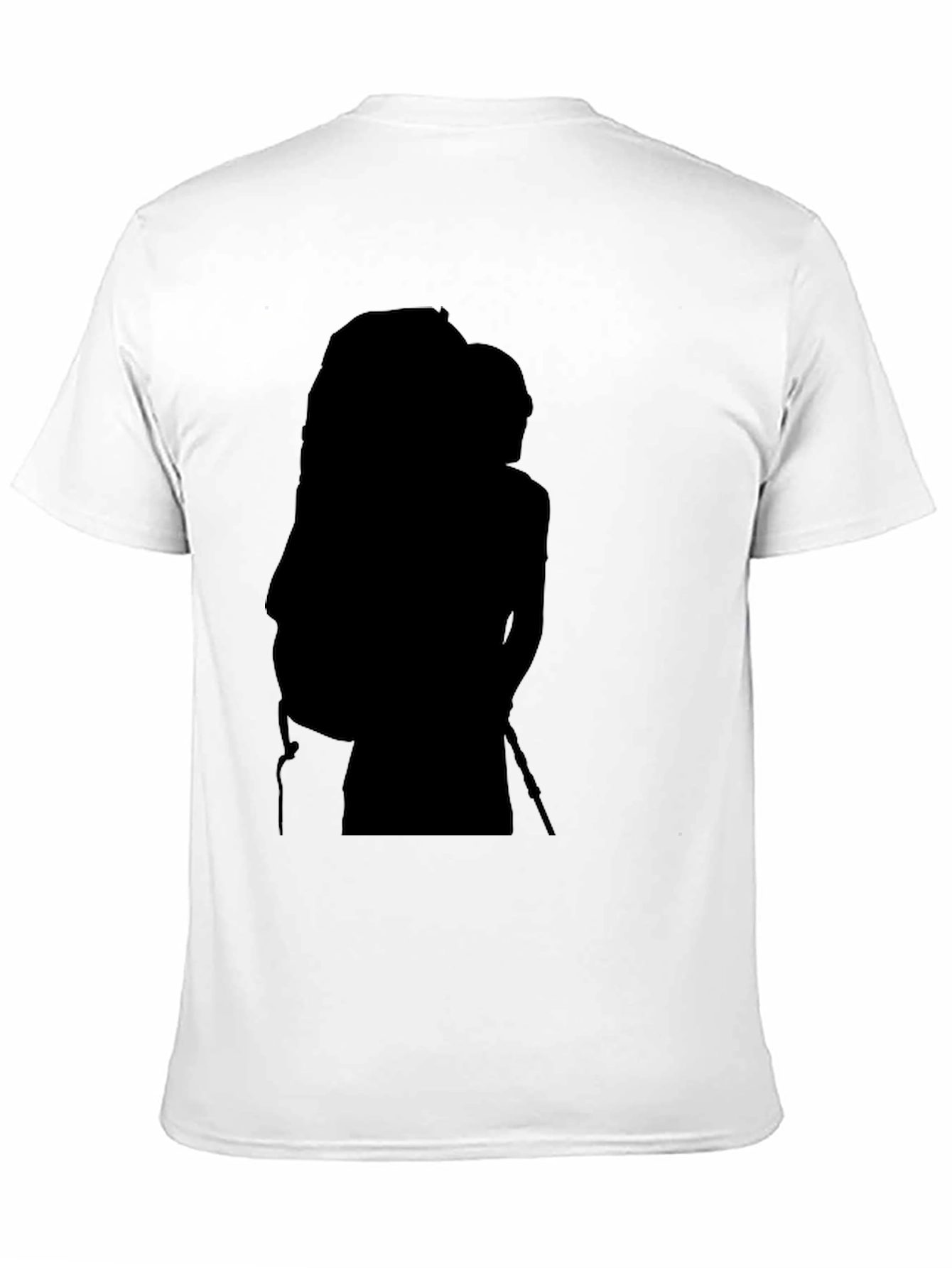 Mens Black Graphic Tee - Hiker Silhouette Design