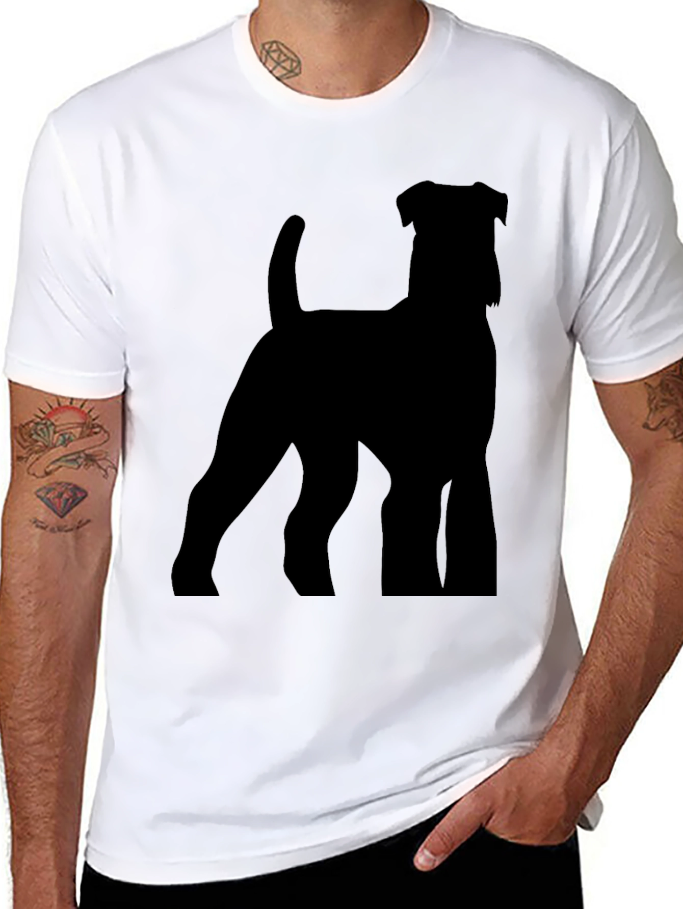 Black Dog Silhouette T-Shirt - Modern Casual Tee