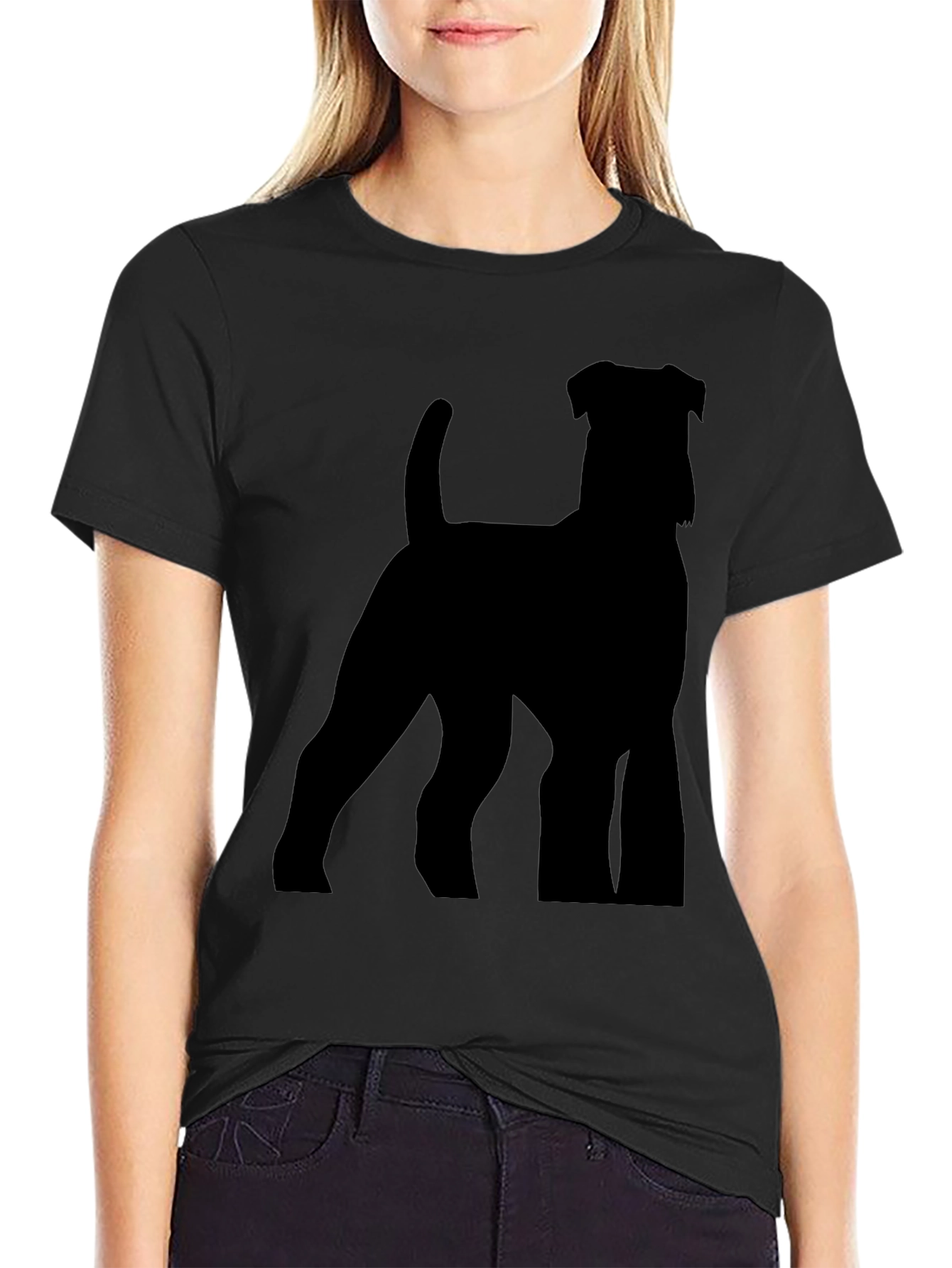 Black Dog Silhouette T-Shirt - Modern Casual Tee