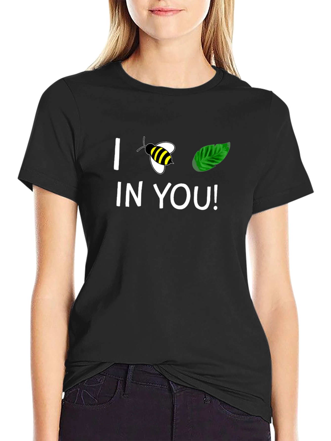 I Bee-Leaf In You Black Graphic T-Shirt