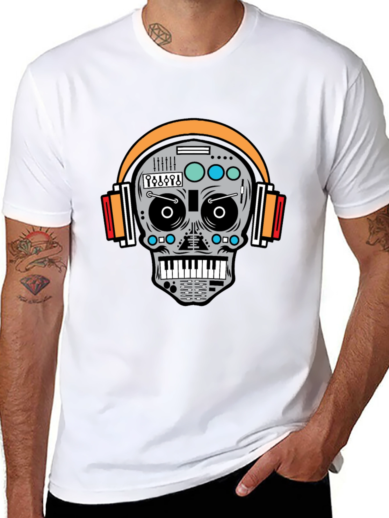 DJ Skull Graphic T-Shirt - Cool Music Lover Tee