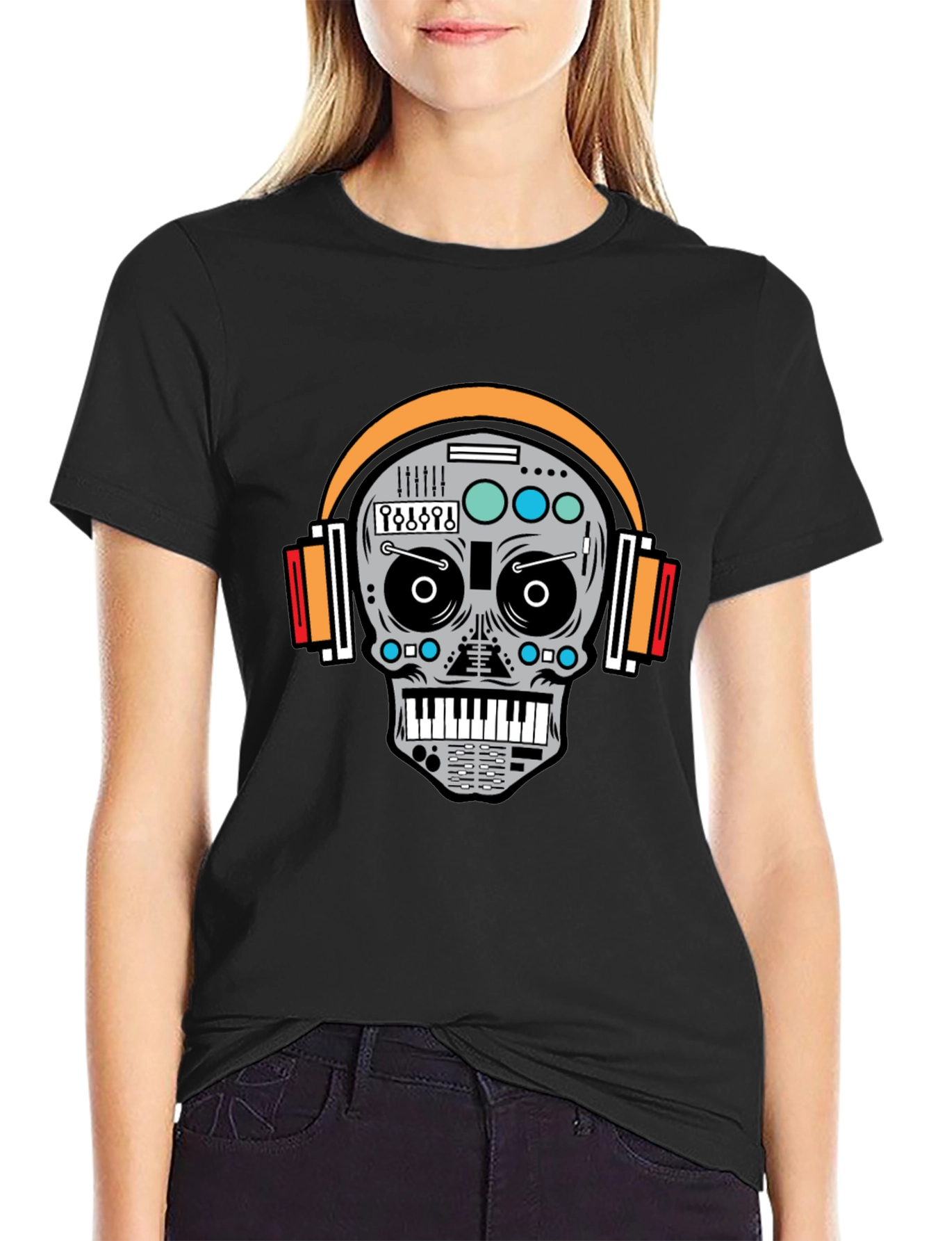 DJ Skull Graphic T-Shirt - Cool Music Lover Tee