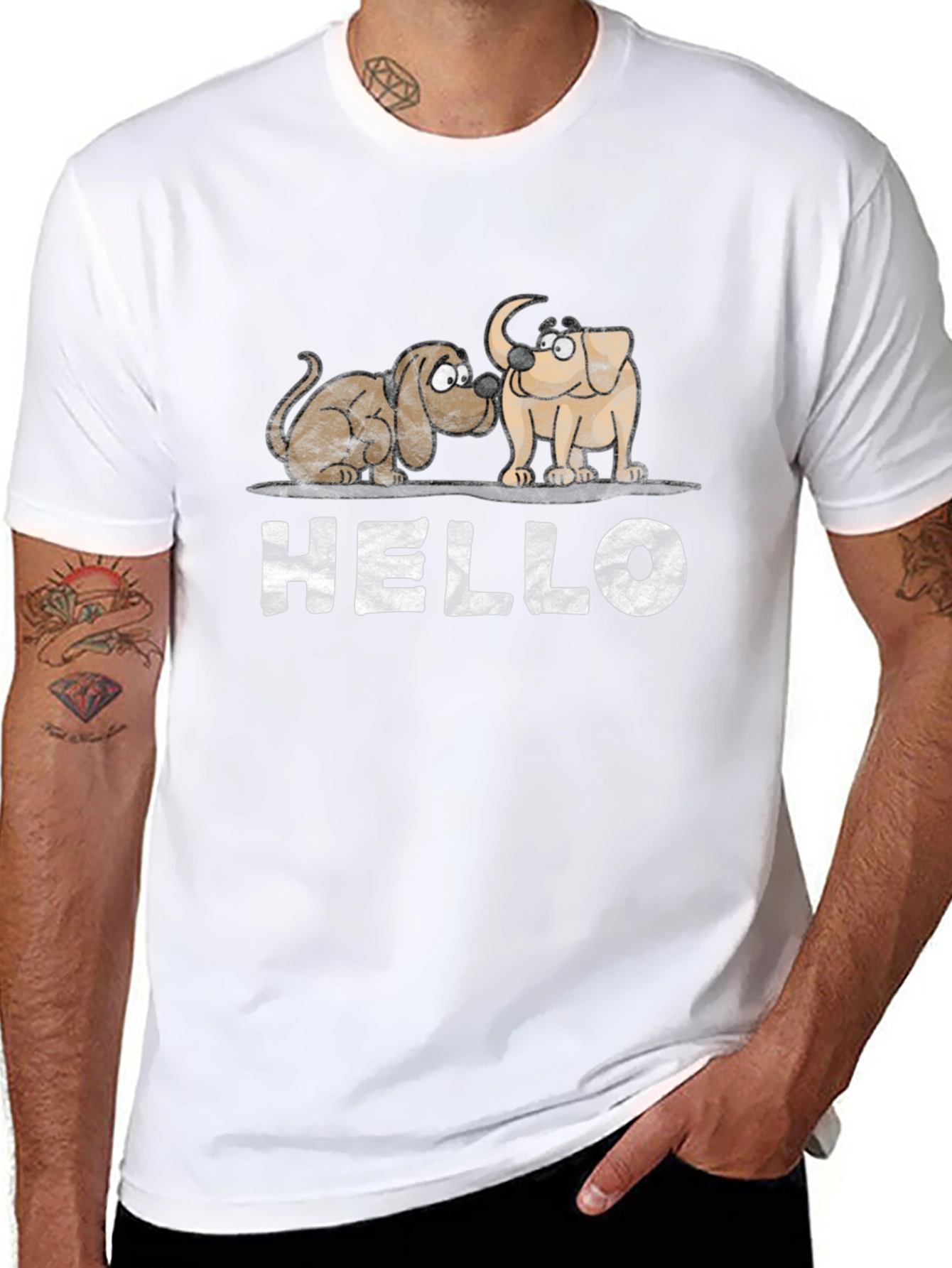 Hello Dogs Graphic Tee - Unisex Black T-Shirt