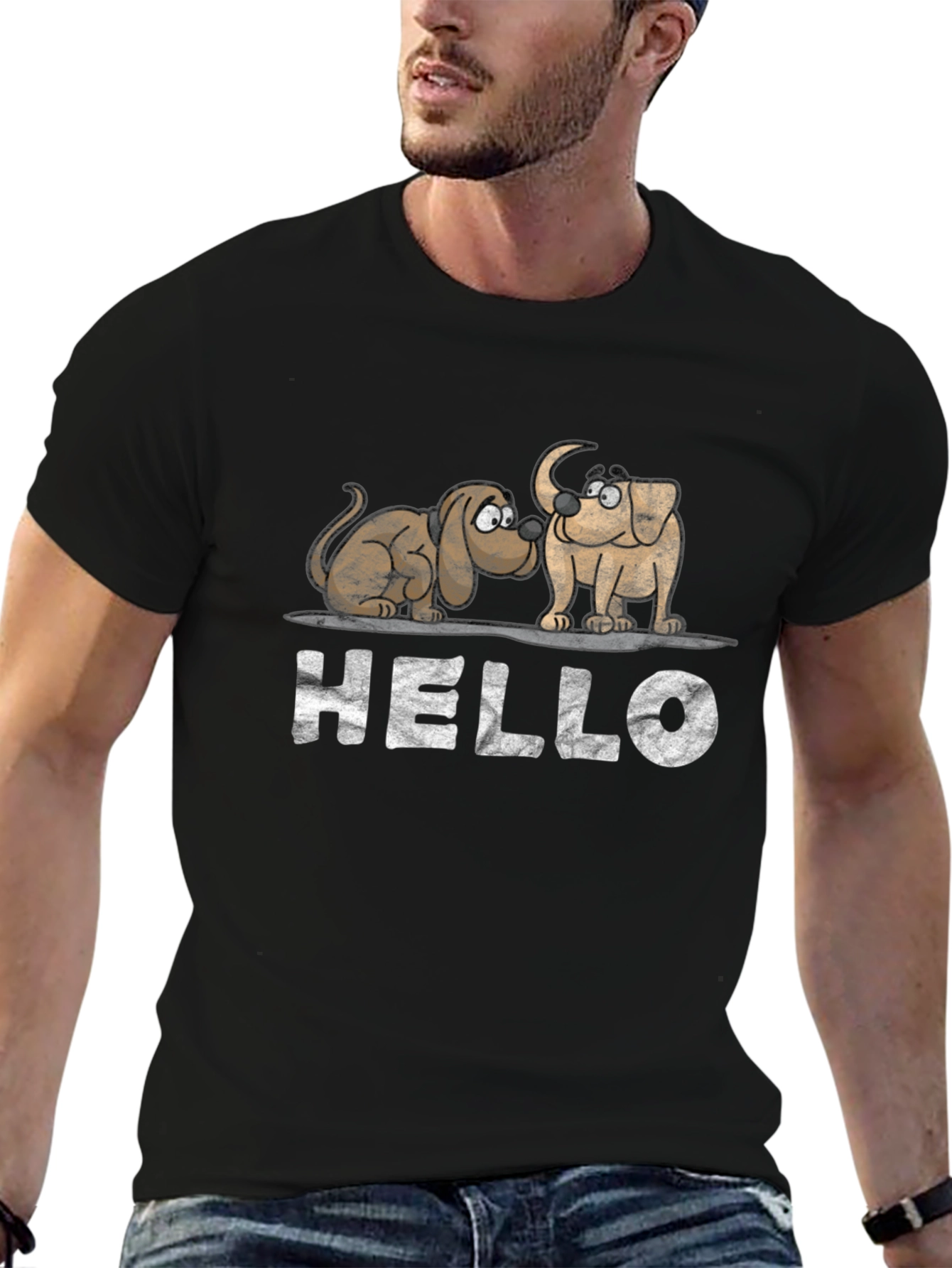 Hello Dogs Graphic Tee - Unisex Black T-Shirt