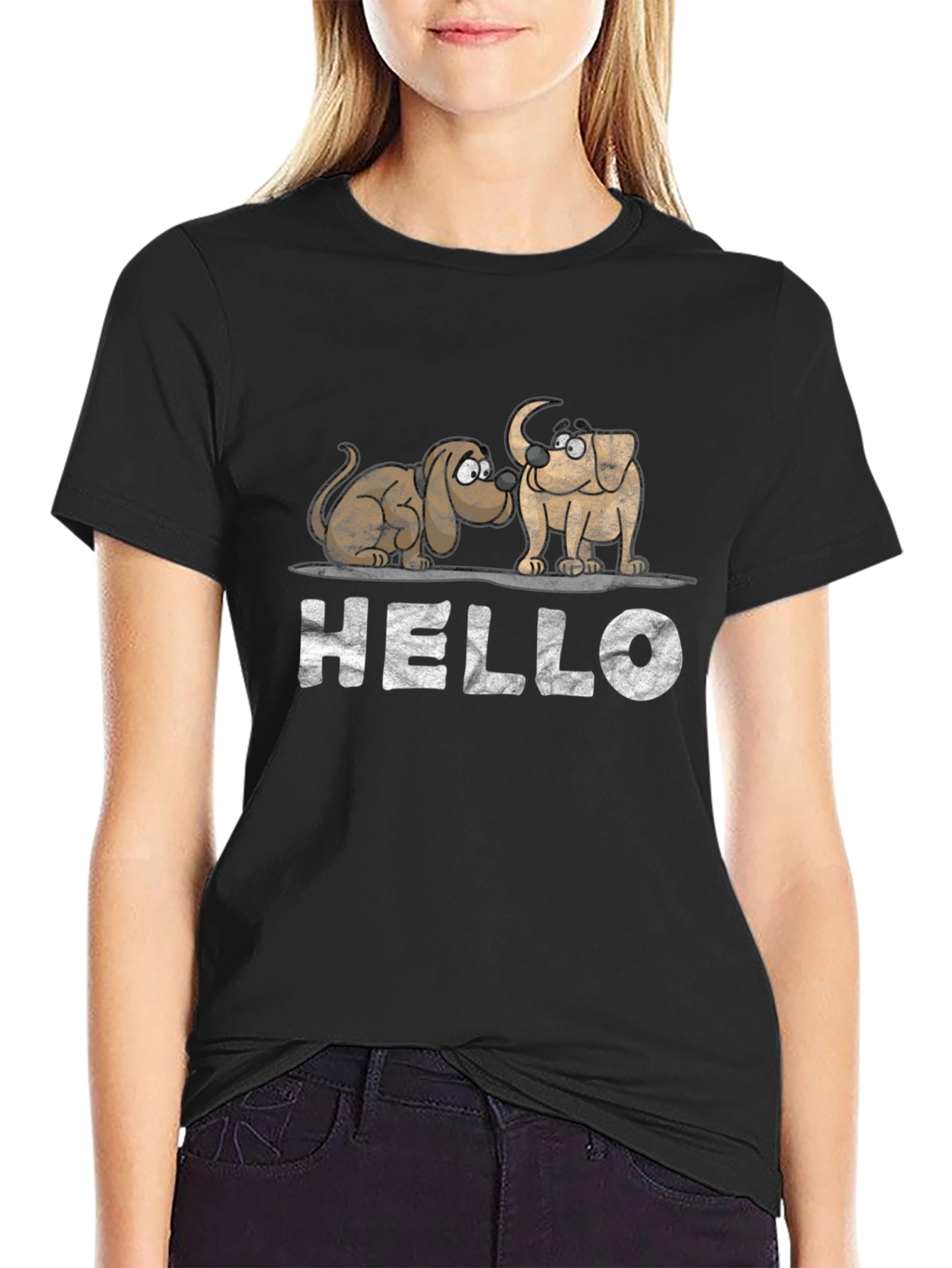 Hello Dogs Graphic Tee - Unisex Black T-Shirt