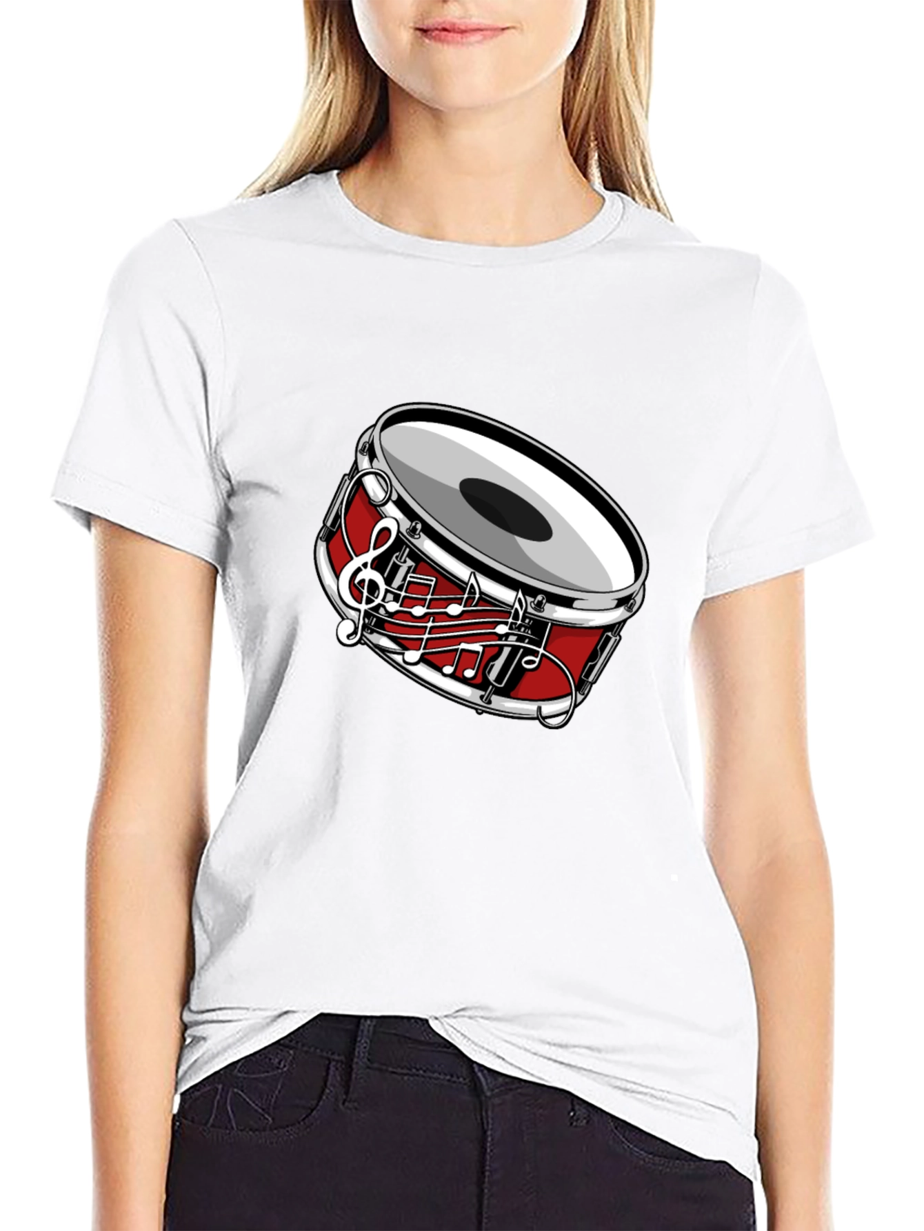 Musical Drum Graphic T-Shirt - Black