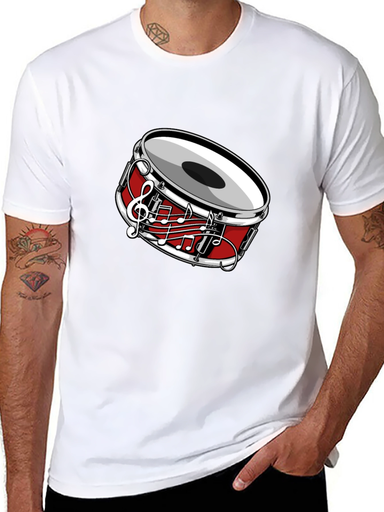 Musical Drum Graphic T-Shirt - Black