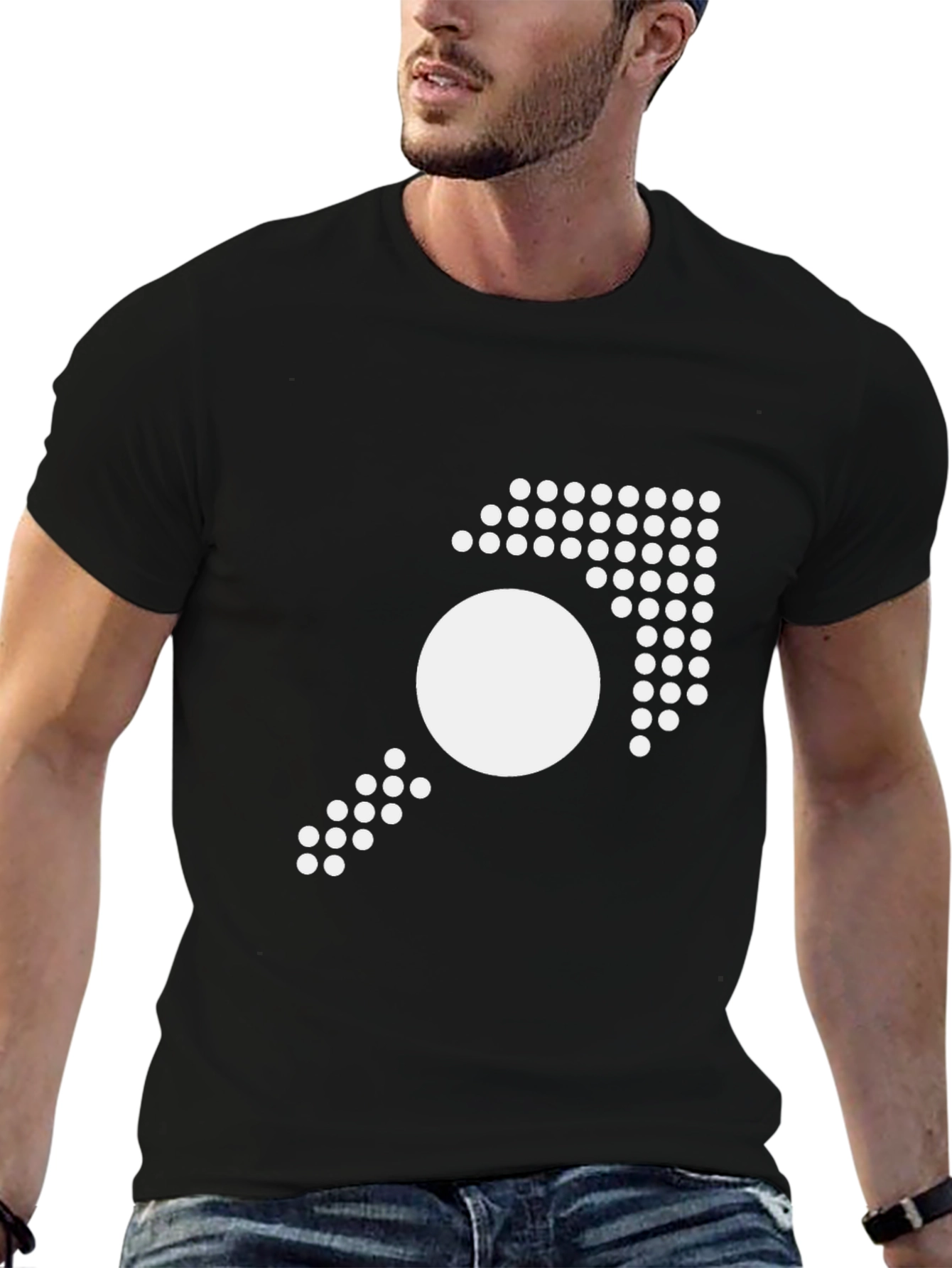 Modern Geometric Graphic Tee - Black Cotton T-Shirt