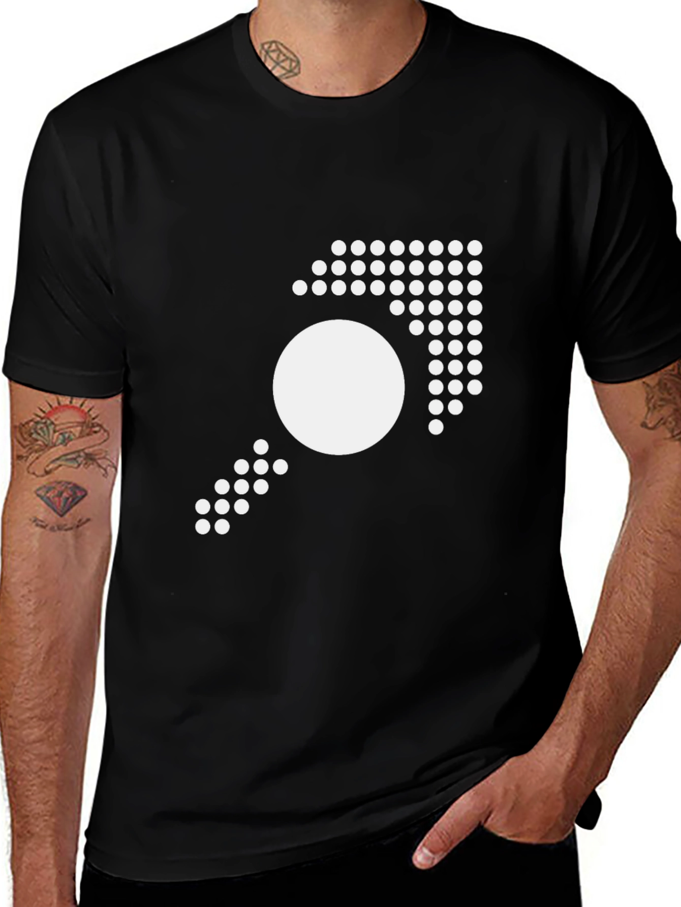 Modern Geometric Graphic Tee - Black Cotton T-Shirt