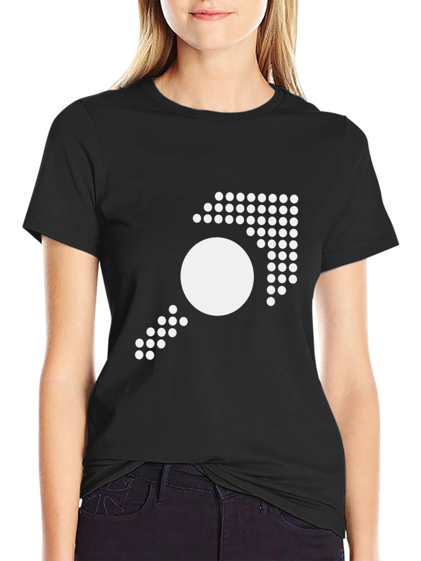 Modern Geometric Graphic Tee - Black Cotton T-Shirt