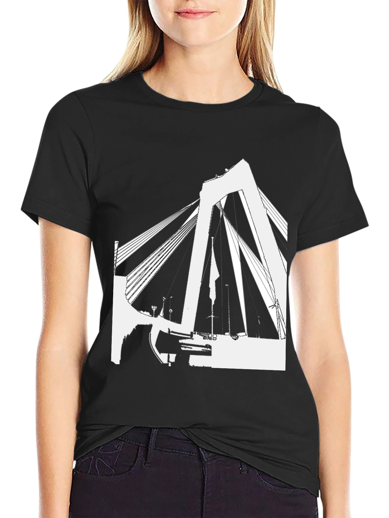 Abstract Bridge Graphic Tee - Black