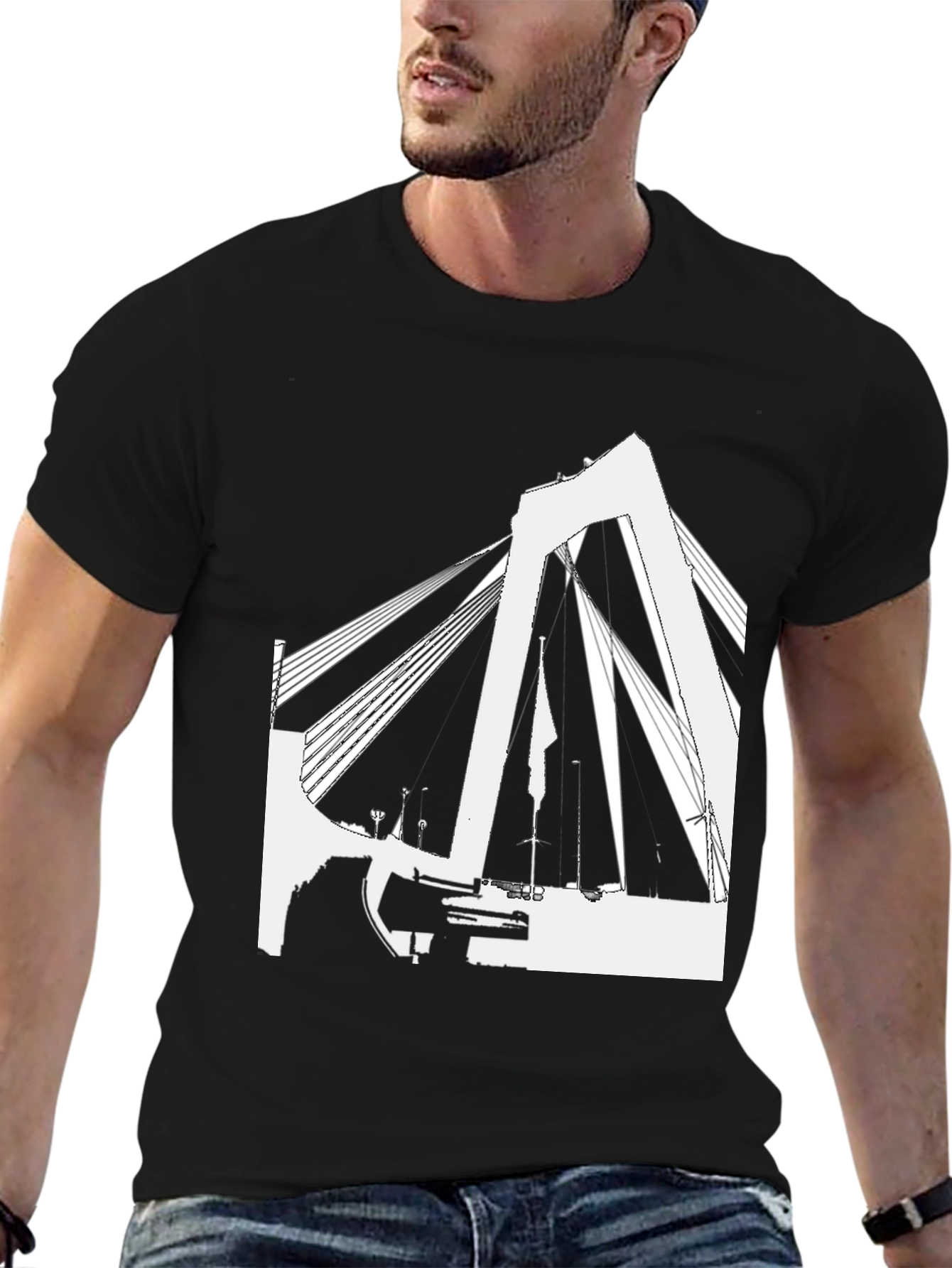 Abstract Bridge Graphic Tee - Black