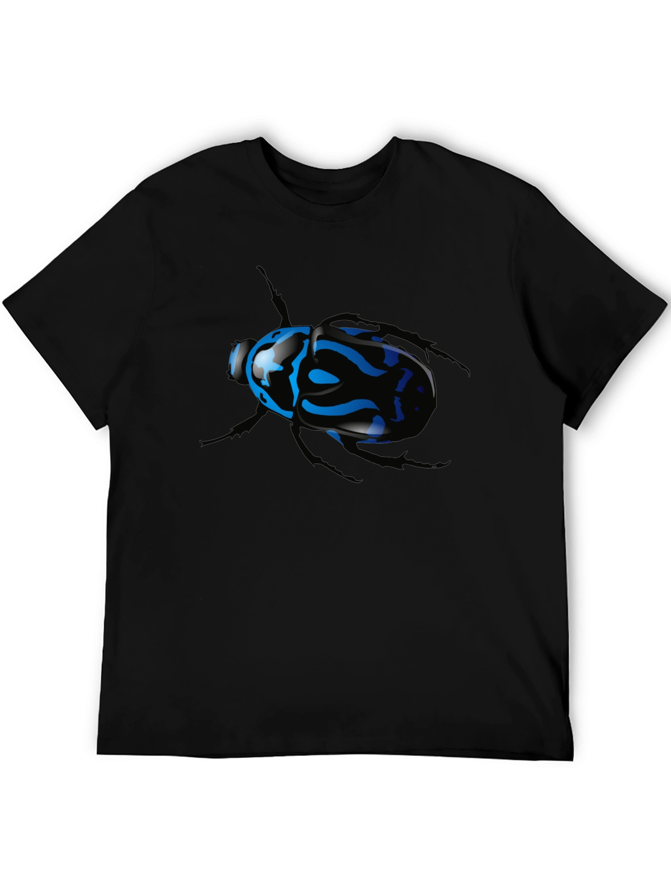Black T-Shirt with Blue Beetle Graphic