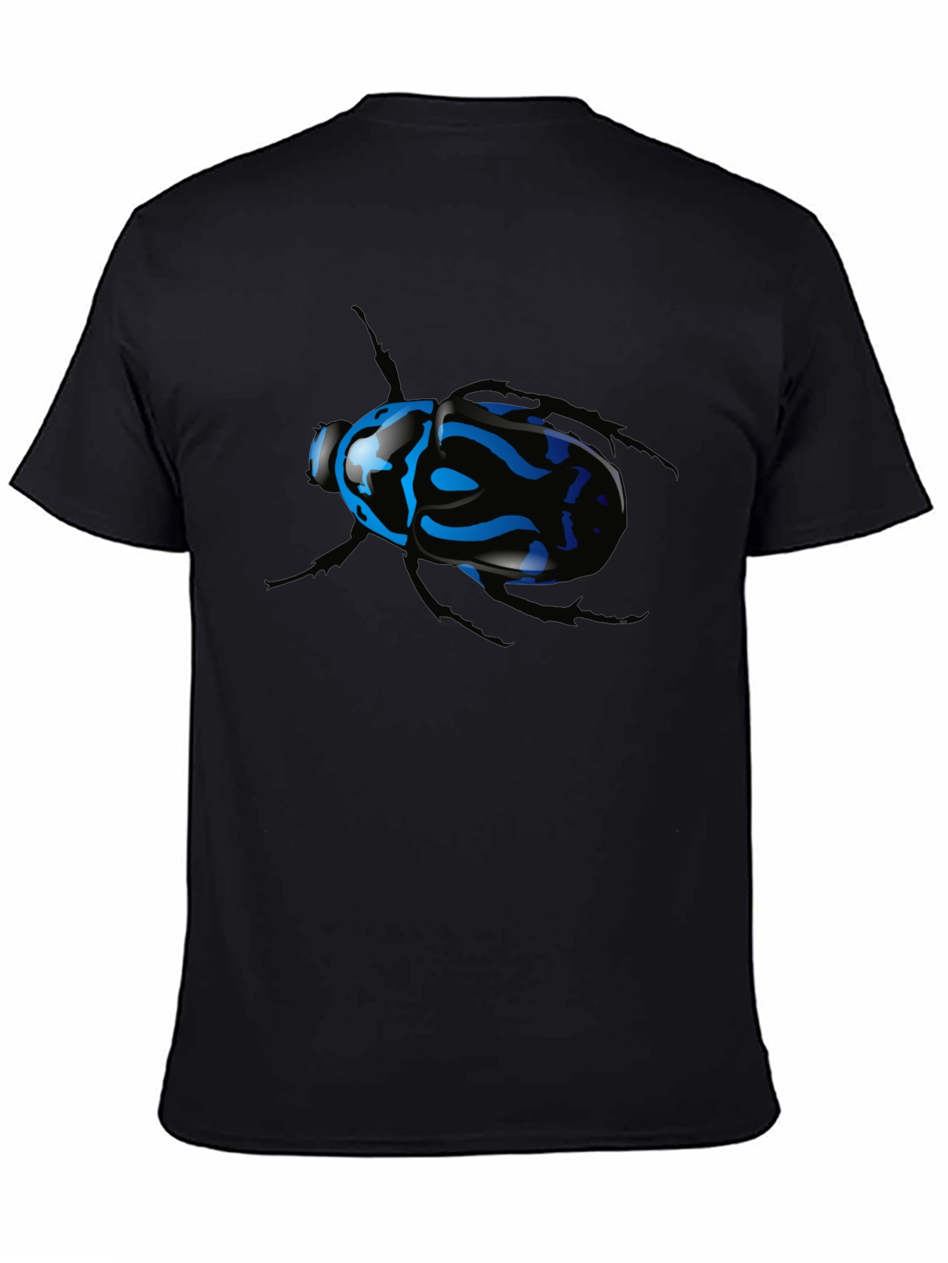 Black T-Shirt with Blue Beetle Graphic