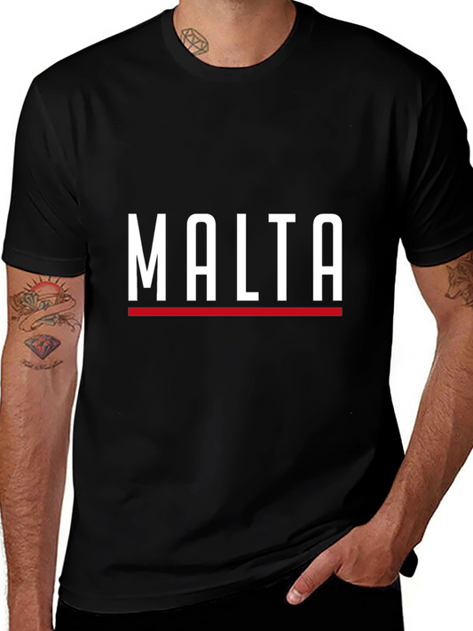 Malta Graphic Tee - Sleek Black Cotton T-Shirt