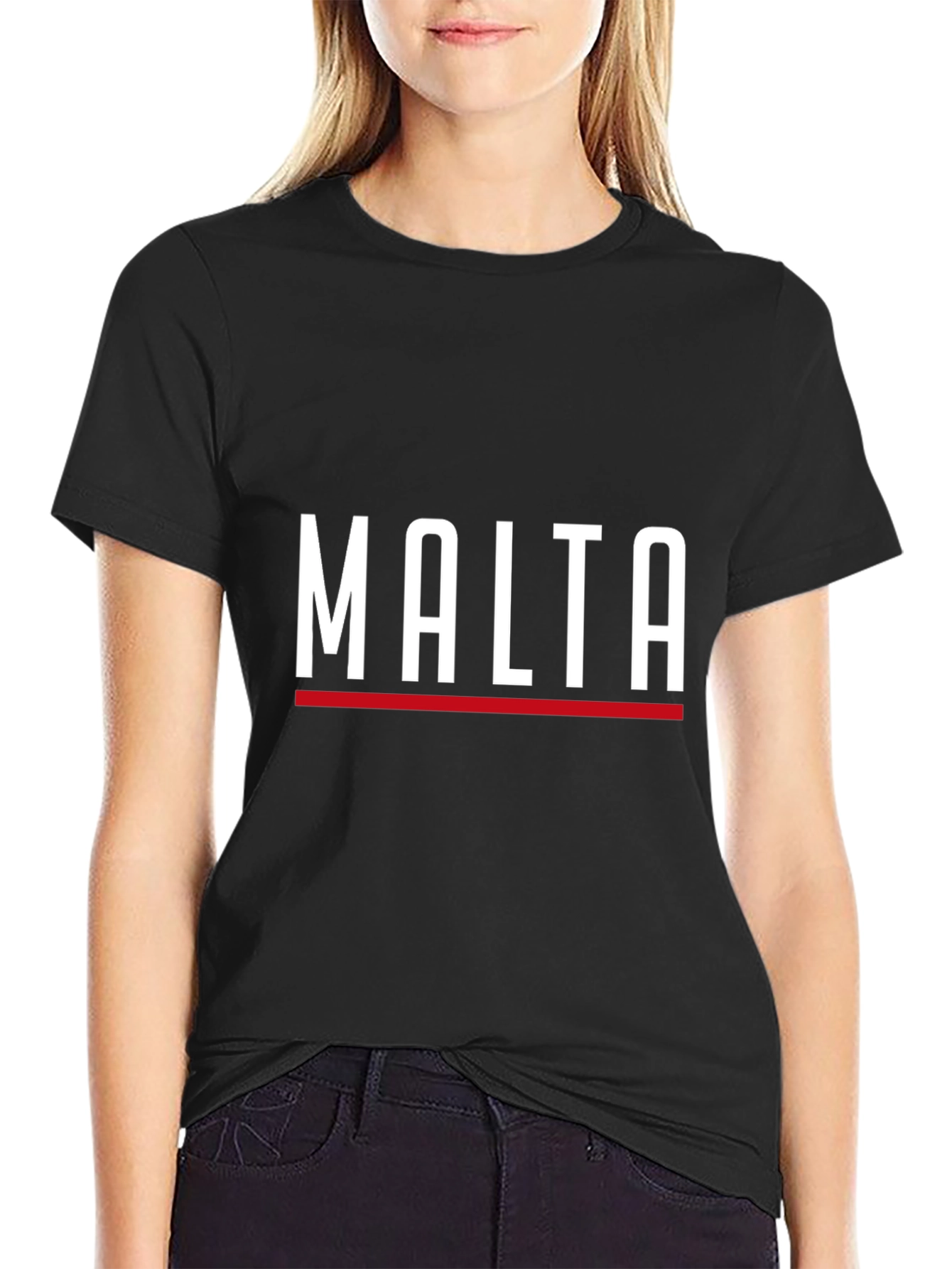 Malta Graphic Tee - Sleek Black Cotton T-Shirt